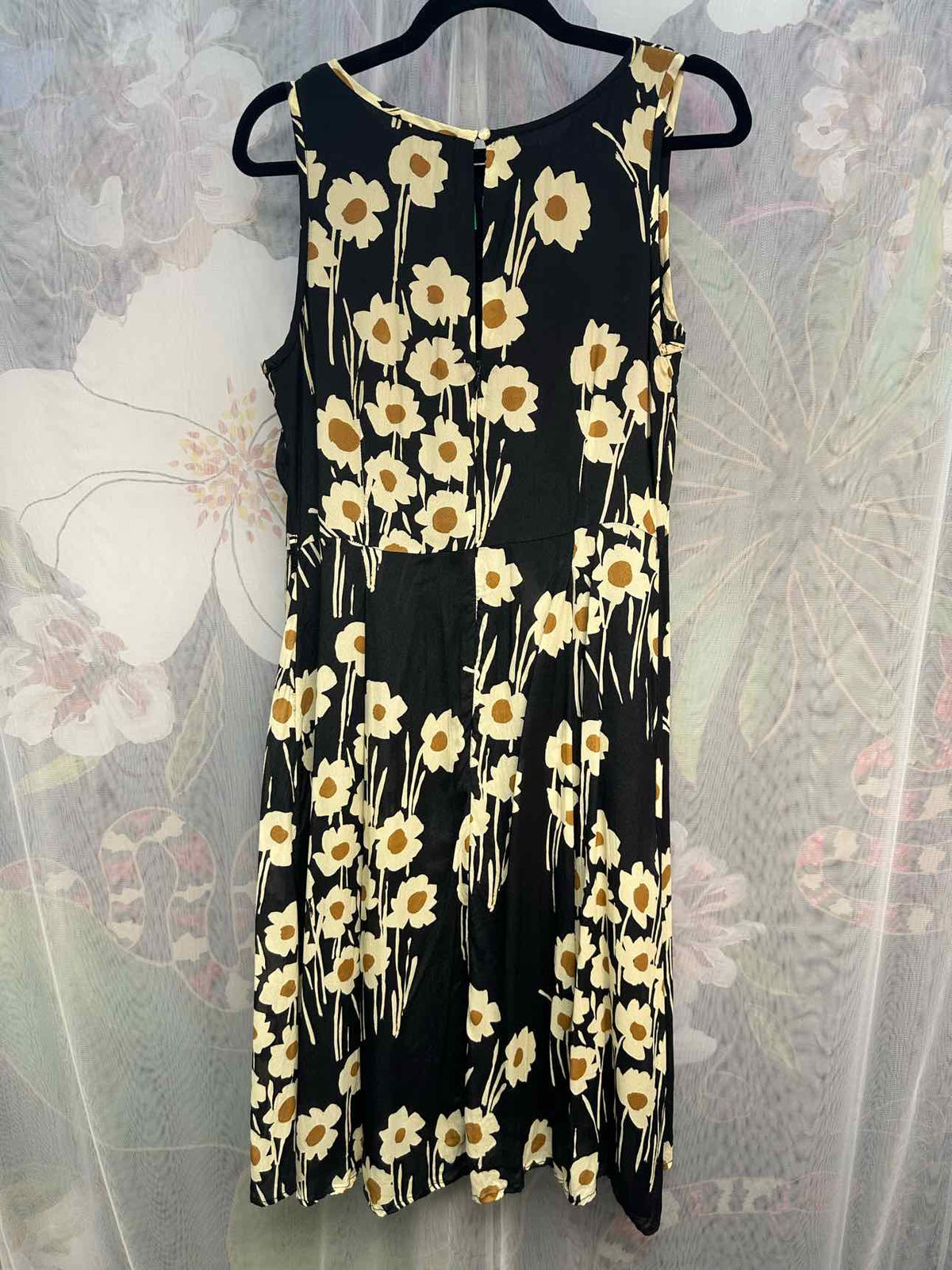 ottod'Ame Silk Blend Floral Print Sleeveless Midi Size 10 Black/white Dress