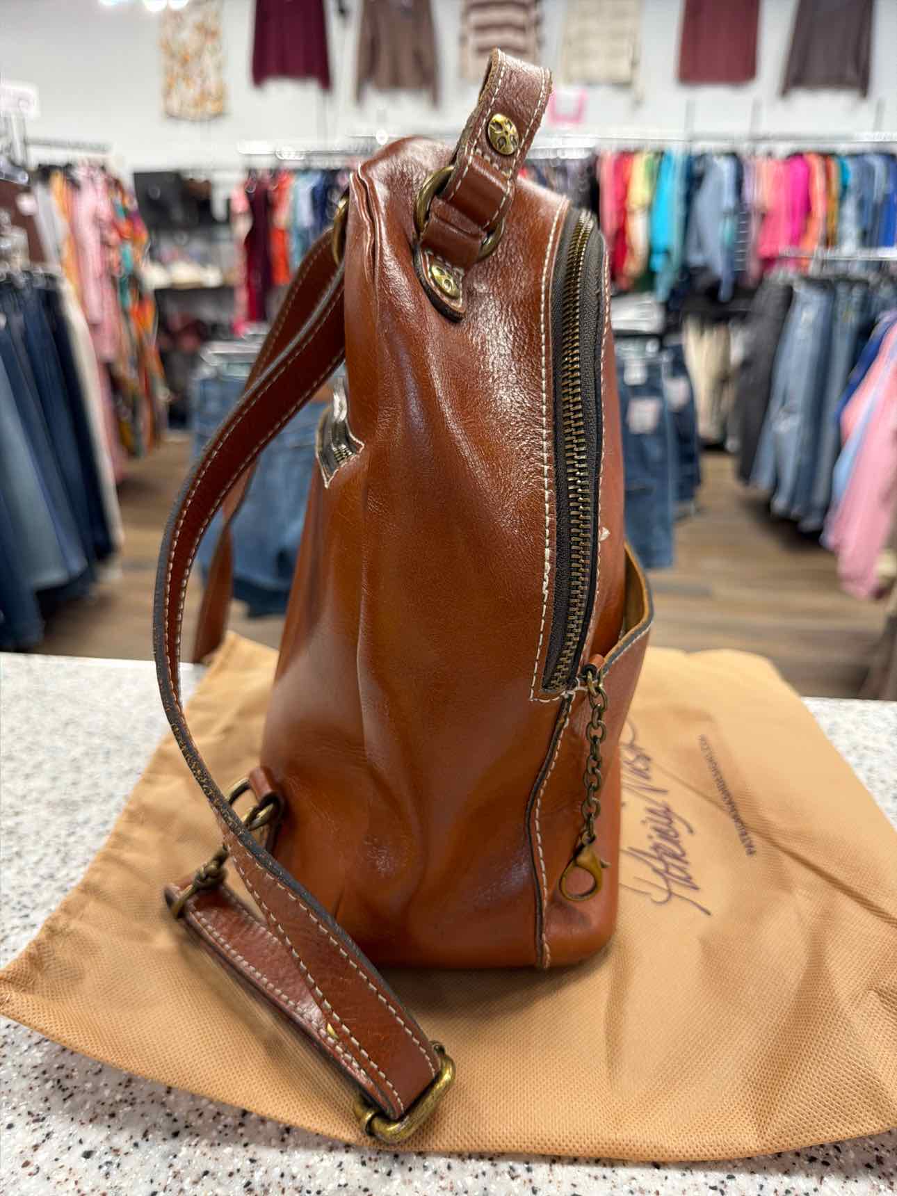 Patricia Nash Small Brown Cognac Leather Montioni Covertible Backpack