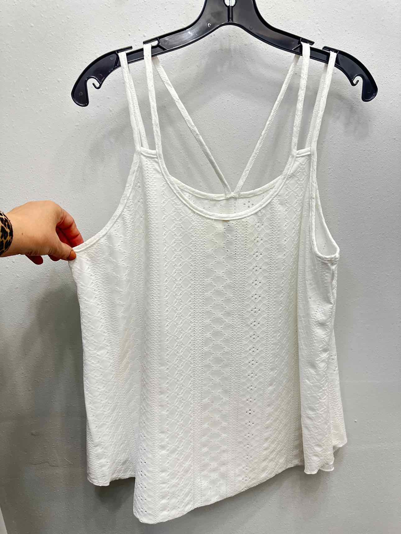 Double Spaghetti Strap Eyelet Babydoll Size XL White Blouse Top