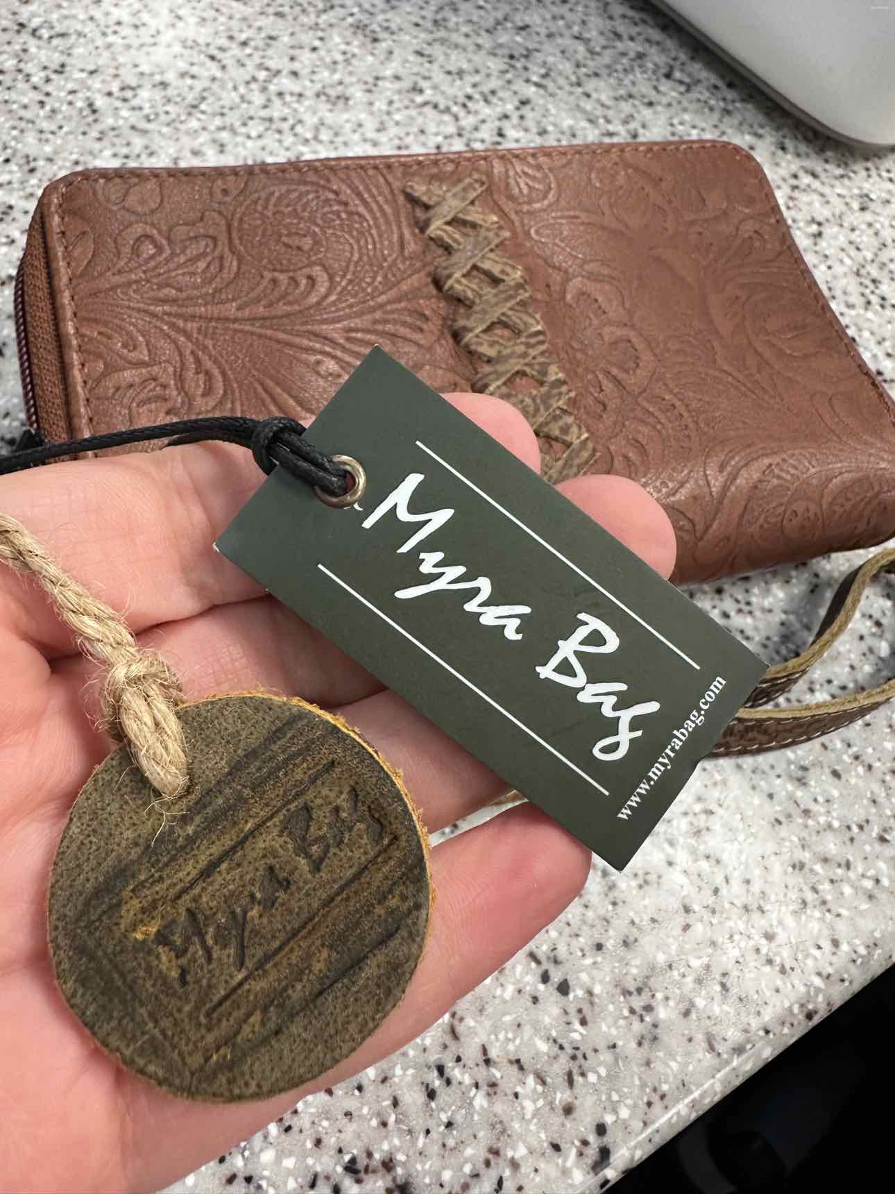 Myra Size RFID Double Zipper Brown Wristlet Wallet