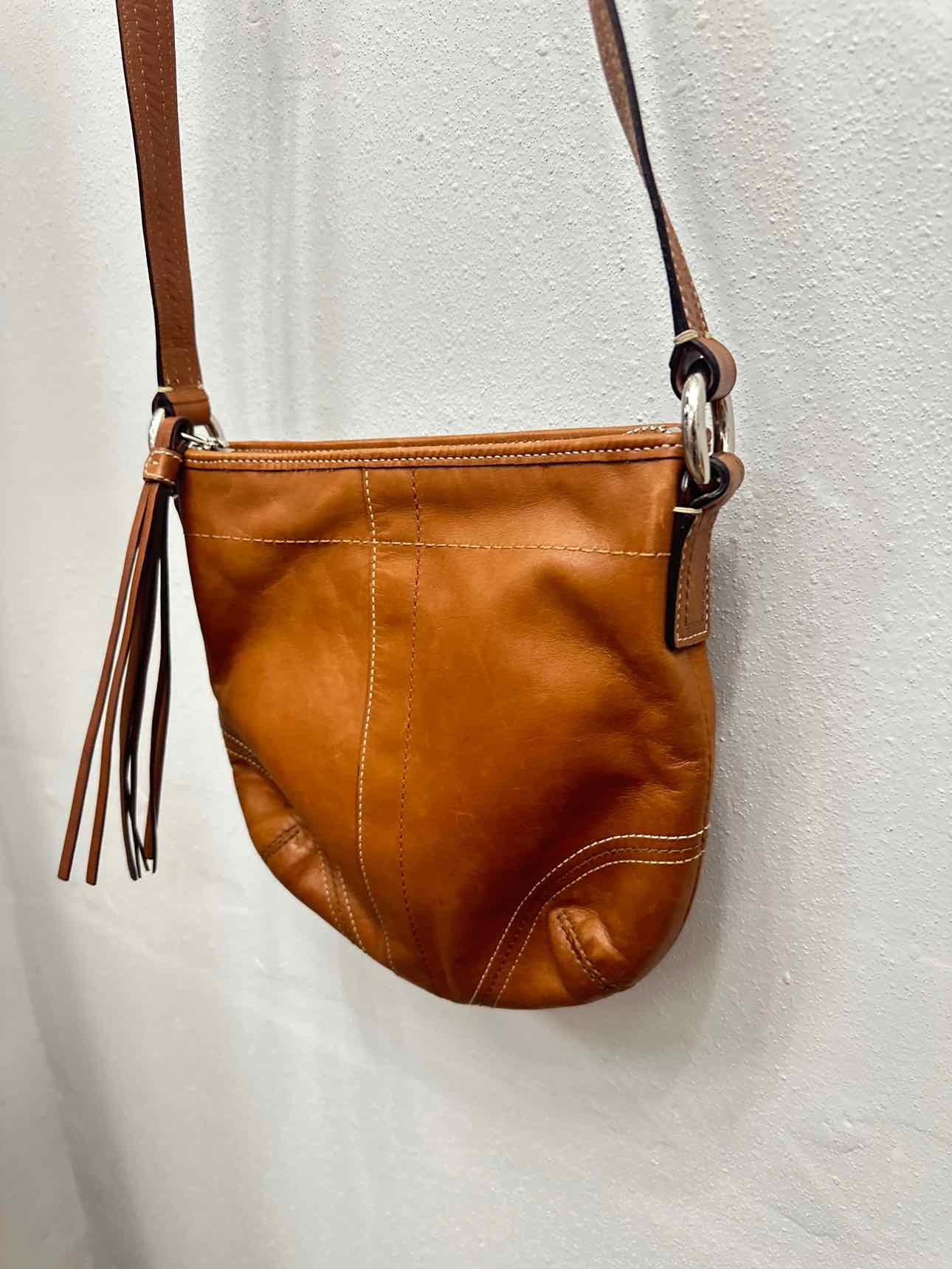 Coach Vintage Soho Saddlebag Leather Slim Brown Tan Crossbody
