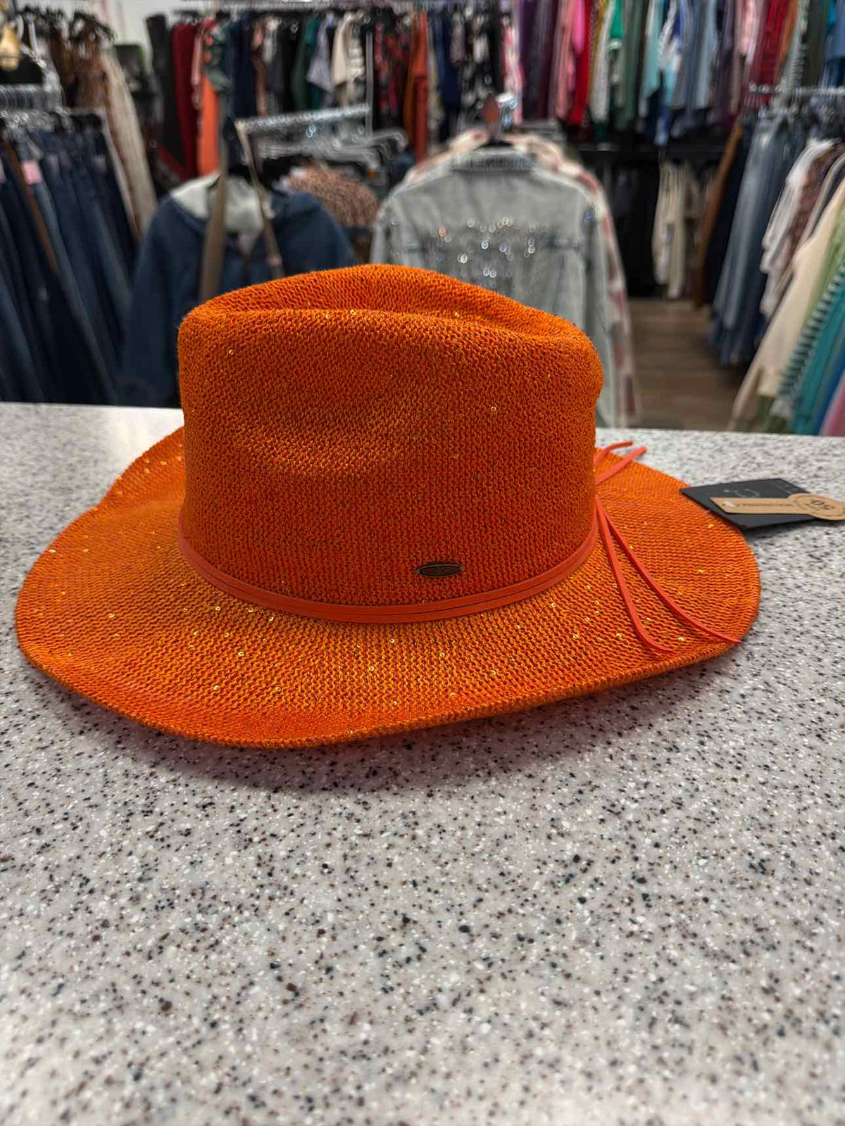 C.C Adjustable Panama Hat with Sequins Orange Hat