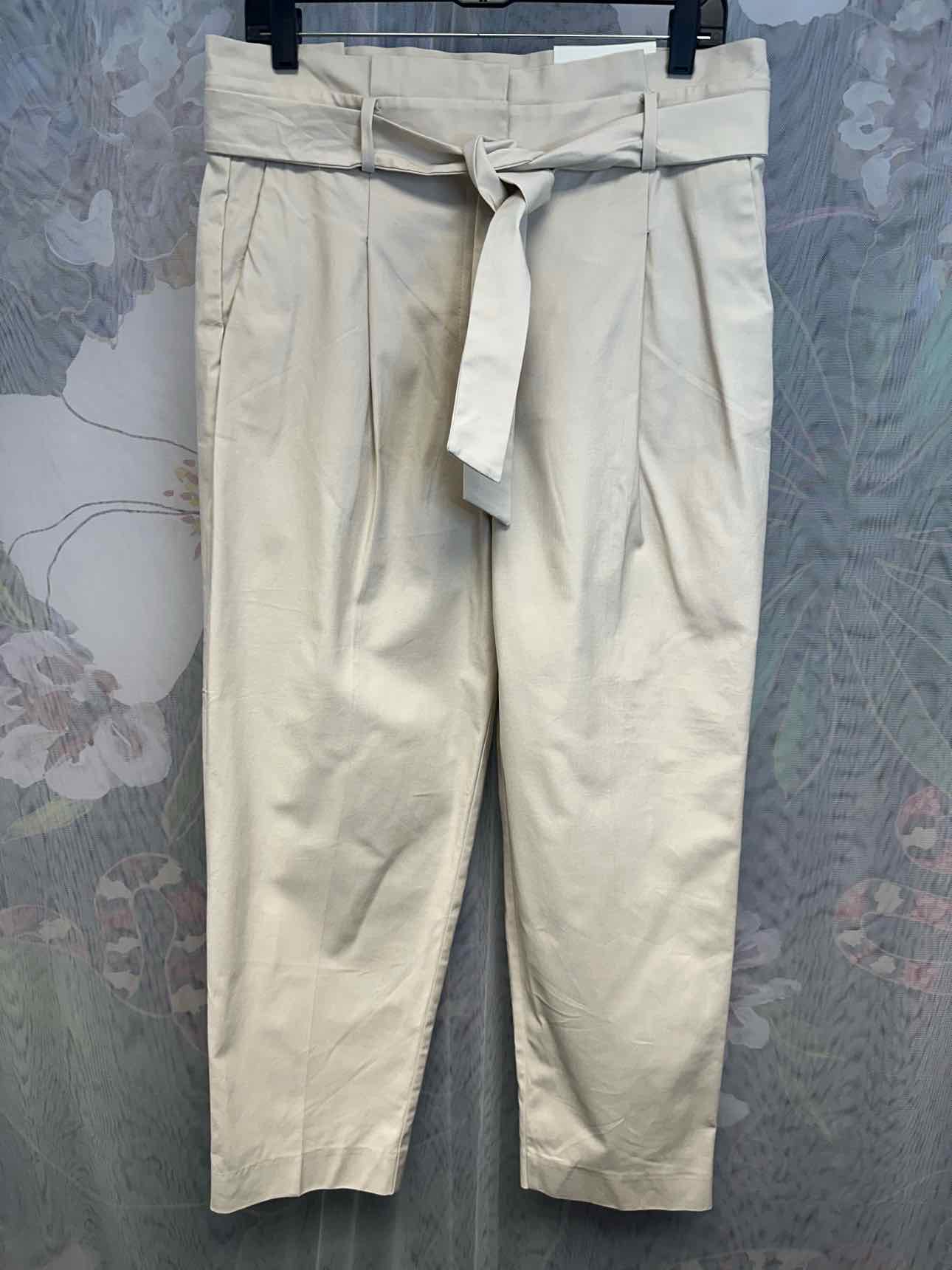 Ann Taylor NEW NWT Paperbag Belted Pleated High Rise Size 10 Cream Pants