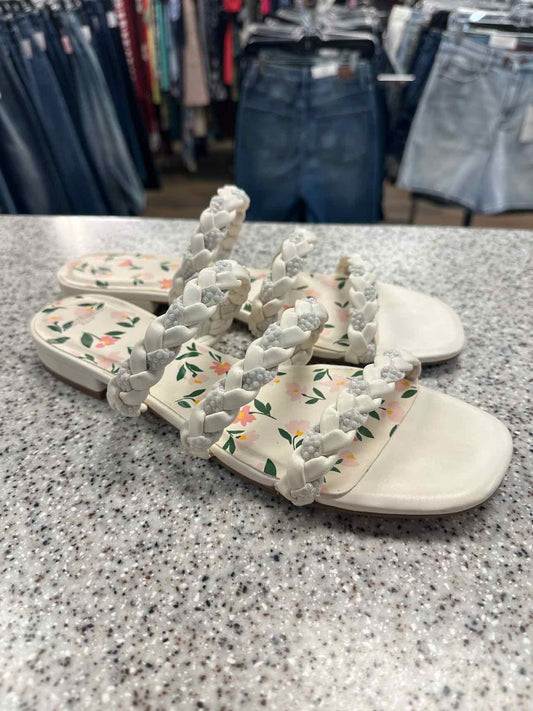 Draper James Size 9 1/2 Pearl Beaded Ivory Flat Sandals