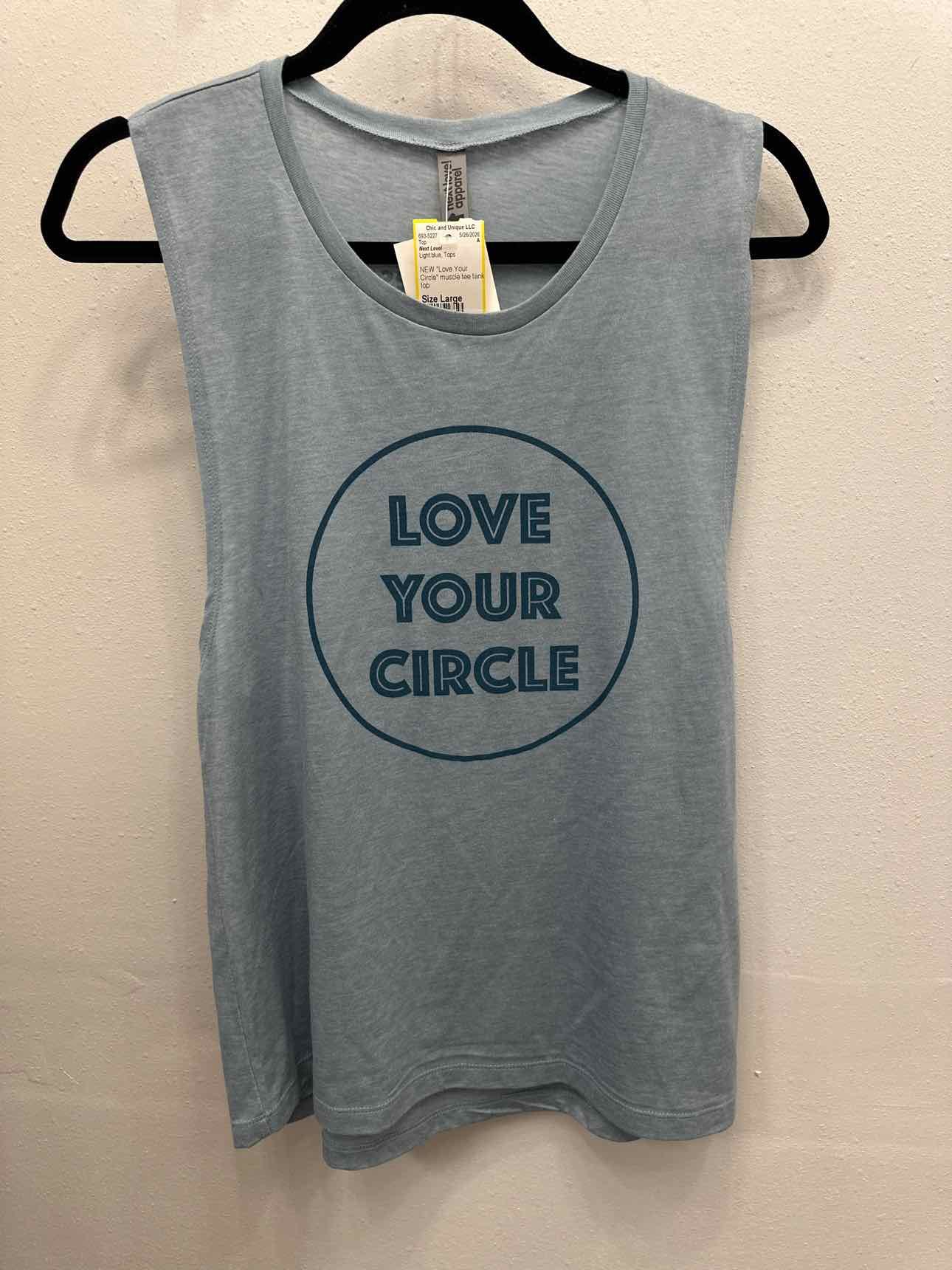 NEW "Love Your Circle" Size Large Light Blue Tank Top