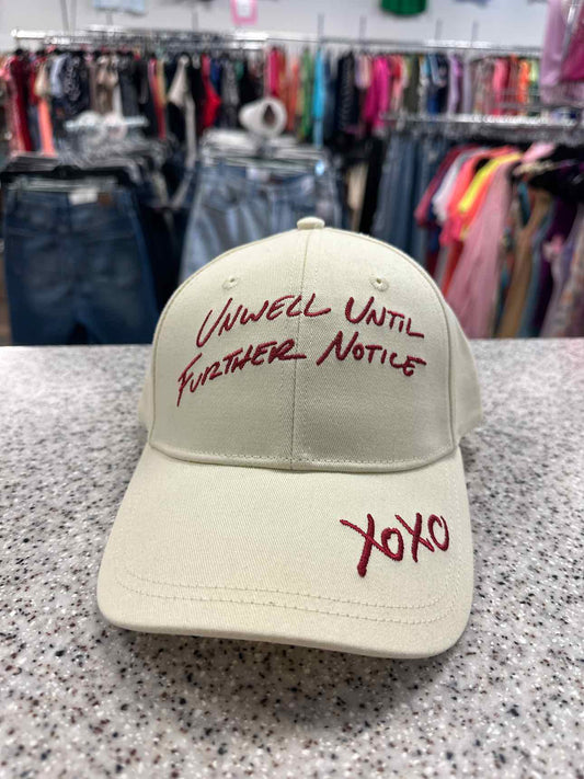 'Unwell until further notice' One Size Tan Baseball Cap Hat NWT