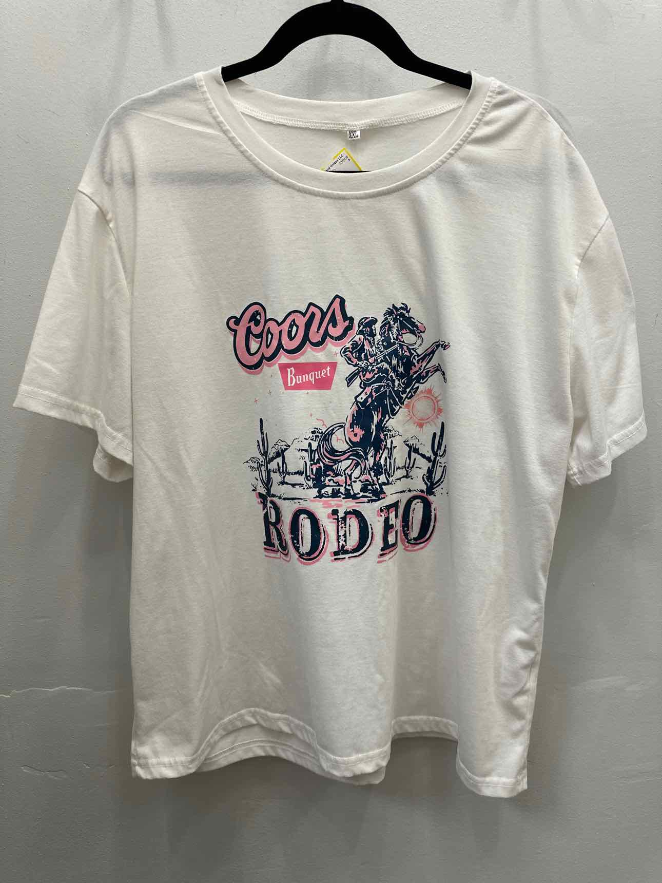 Coors Banquet Rodeo Pink and Navy Graphic Tee Tshirt Size xxl White Top