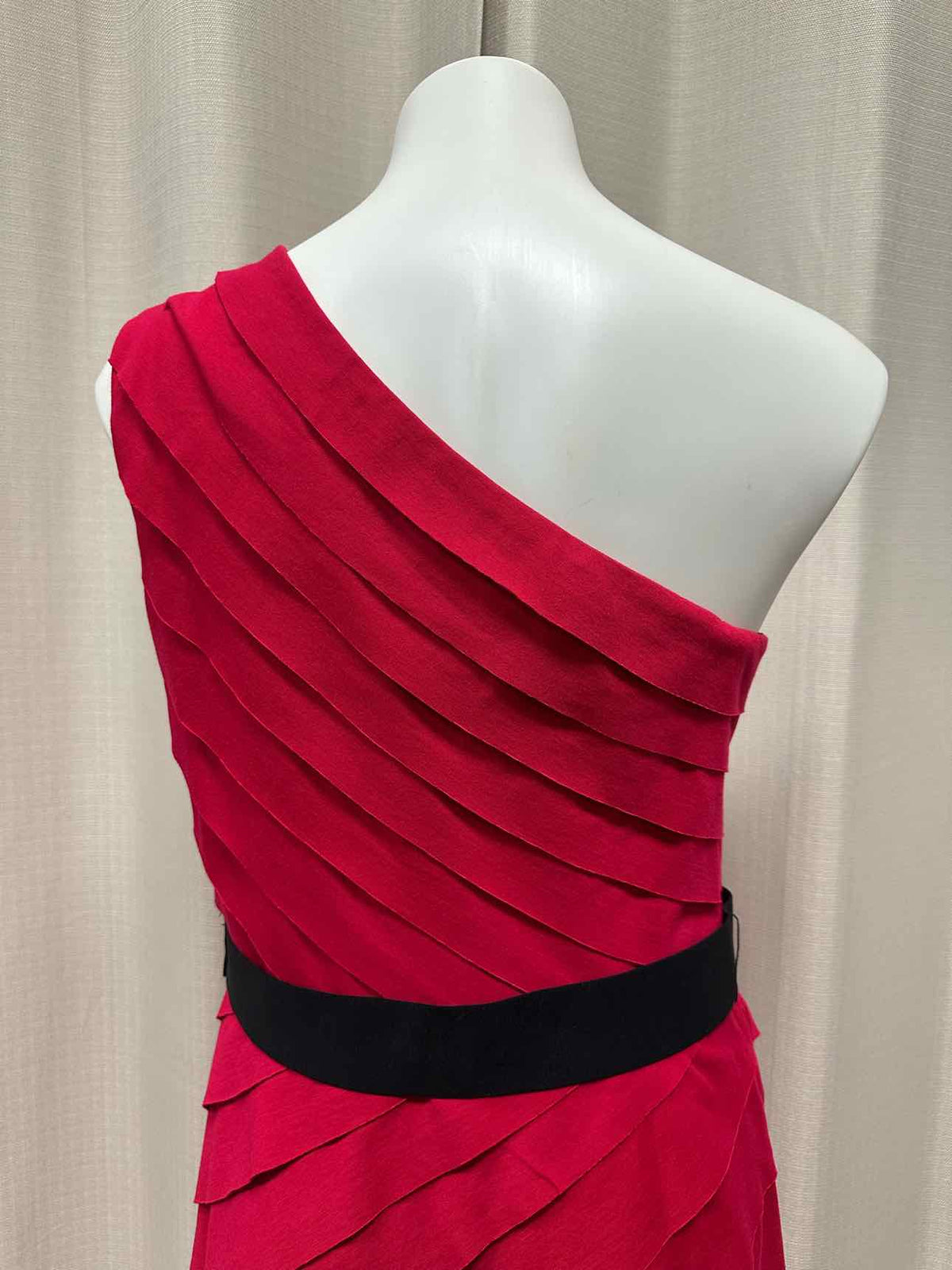 Tadashi Ruffle Lined Single Shoulder Belted Size XL Raspberry Dress