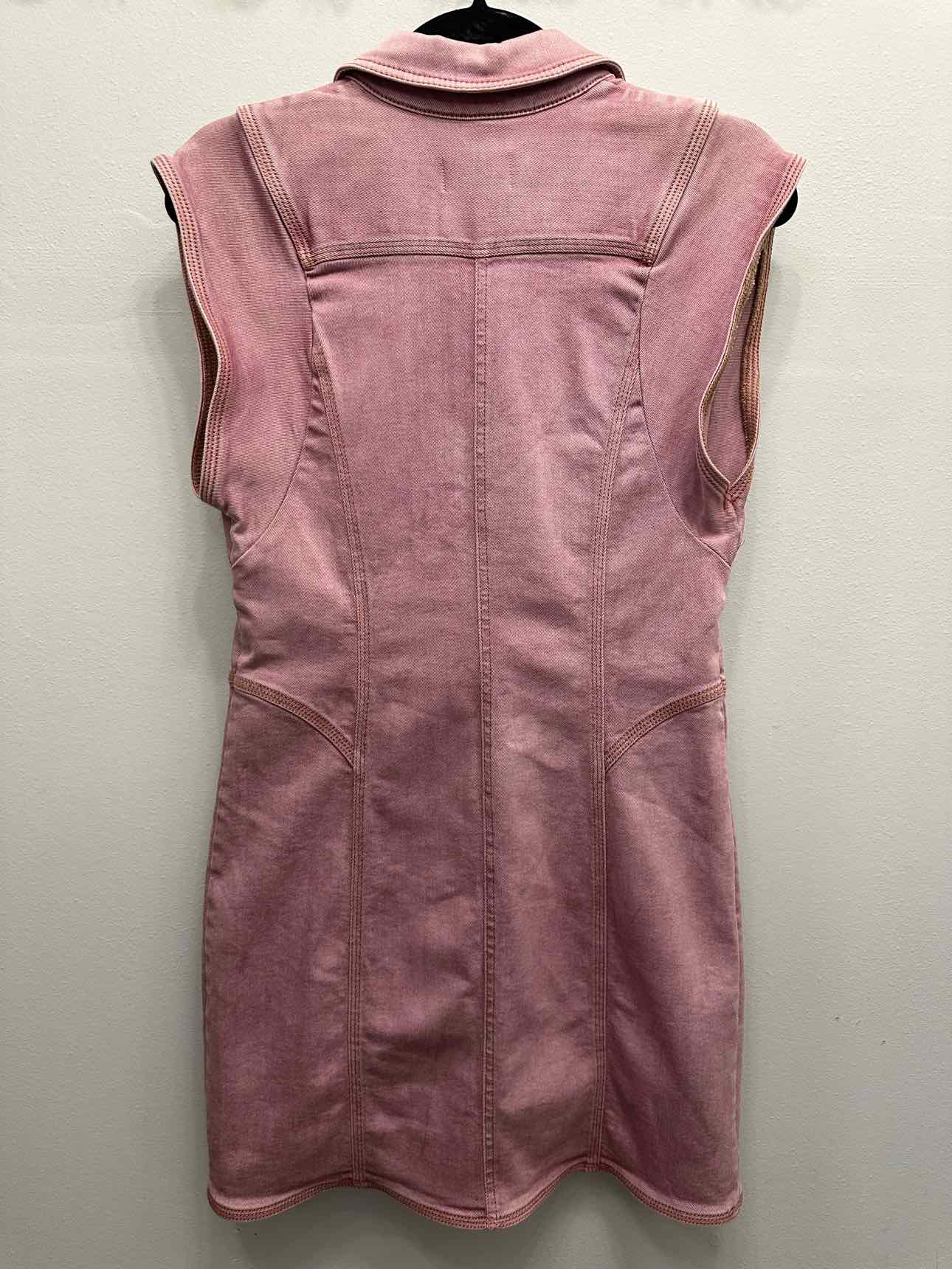 Pilcro Denim Button Down Short Sleeve Collared Size Small Pink Dress