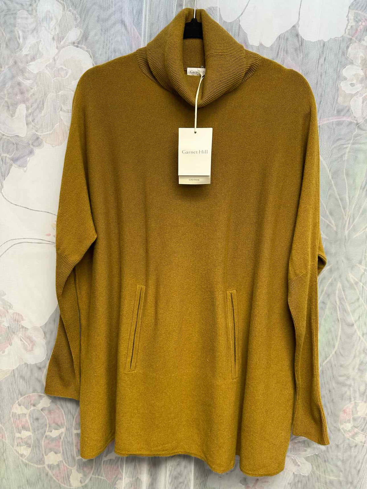 Garnet Hill NEW NWT Wool/Cashmere Turtleneck Tunic Size Medium Dijon Mustard Top