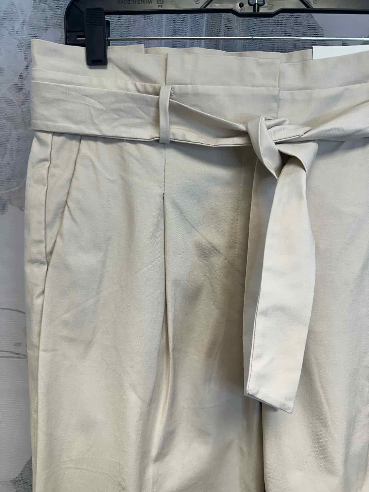 Ann Taylor NEW NWT Paperbag Belted Pleated High Rise Size 10 Cream Pants