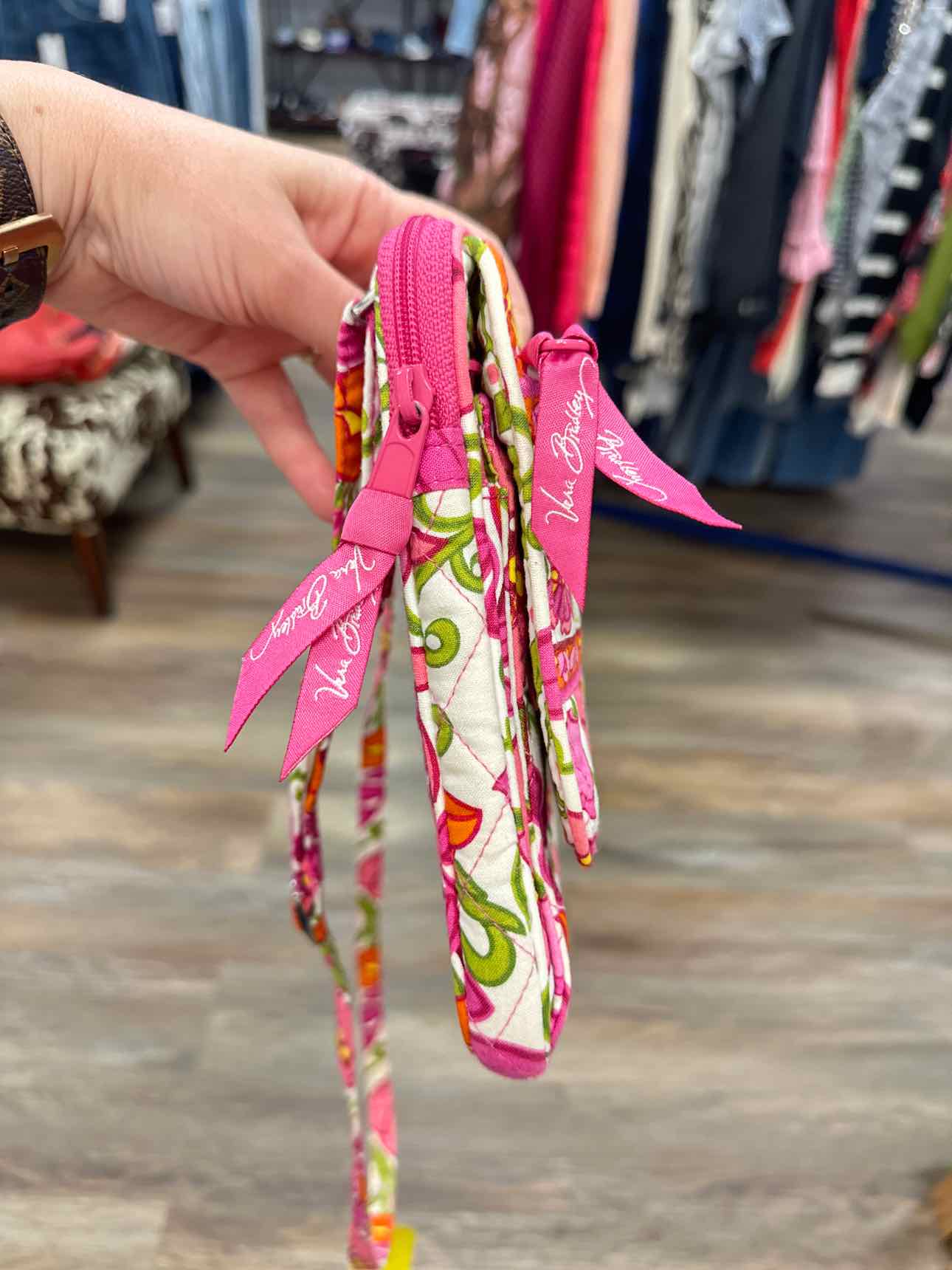 Vera Bradley Pink Lilli Bell Floral Slim Crossbody Handbags