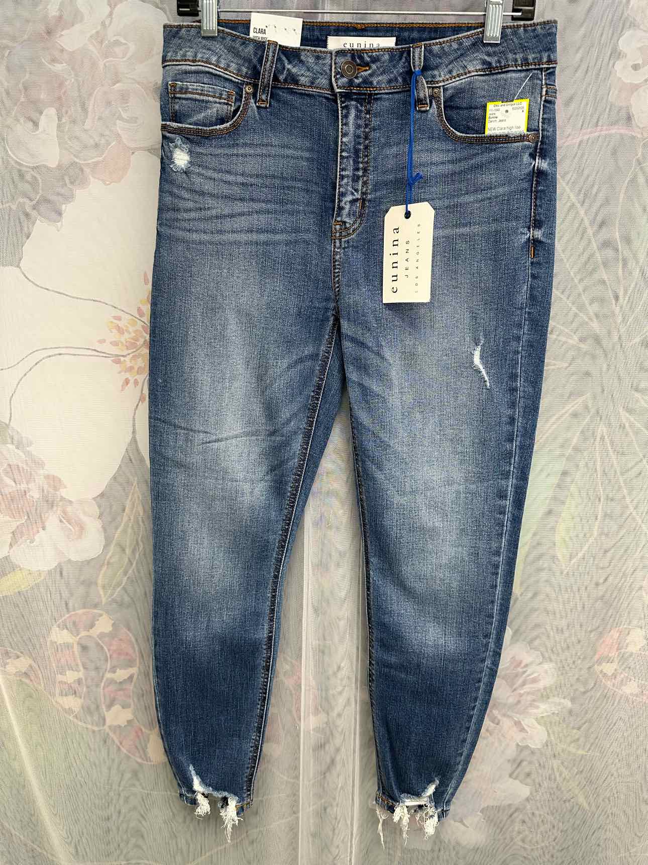 Eunina NEW NWT Clara High Rise Skinny Crop Distressed Size 9 Denim Jeans