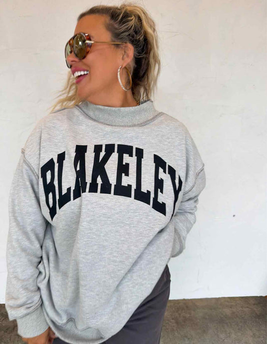 Oversized "Blakeley" Graphic Mock Neck Sweatshirt