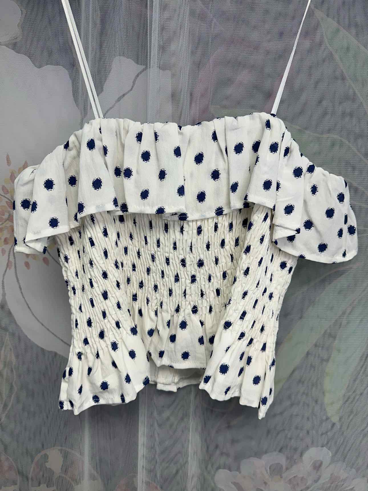 Tcec NEW NWT Dot Print Ruffle Sleeveless Size Large White Tube Top