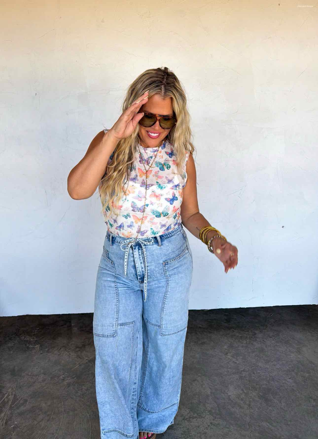Summertime Floral Mesh Sleeveless Tank Top
