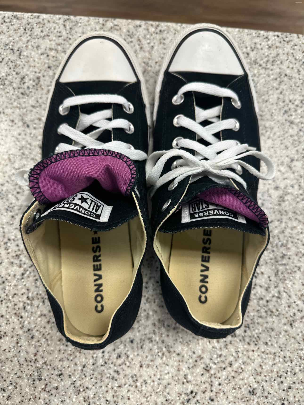 Converse Women's All Star low top Size 10 Black Purple Double Tongue Sneakers