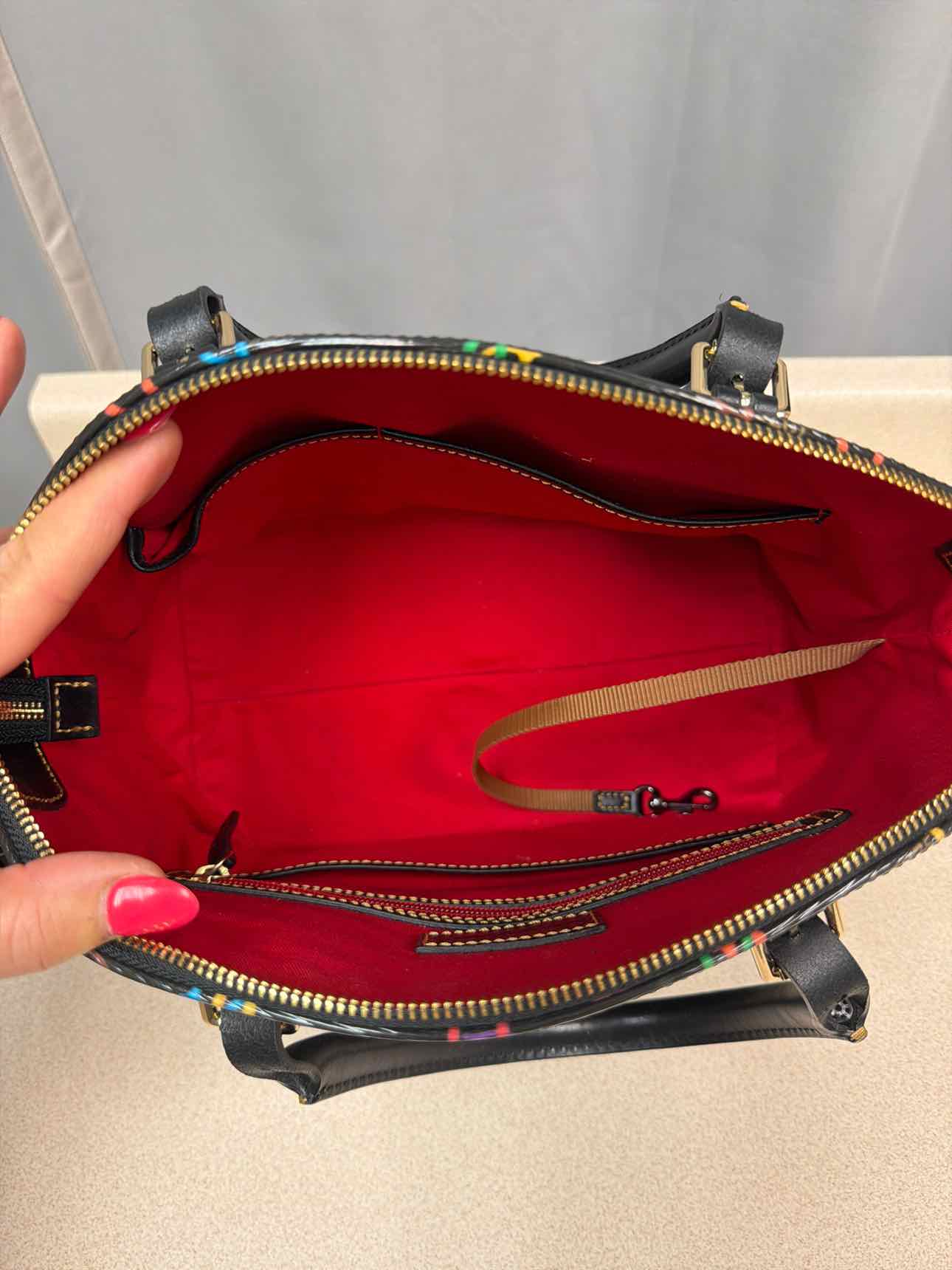 Dooney and Bourke Large Multi Color Domed Satchel DB Logo Handbags