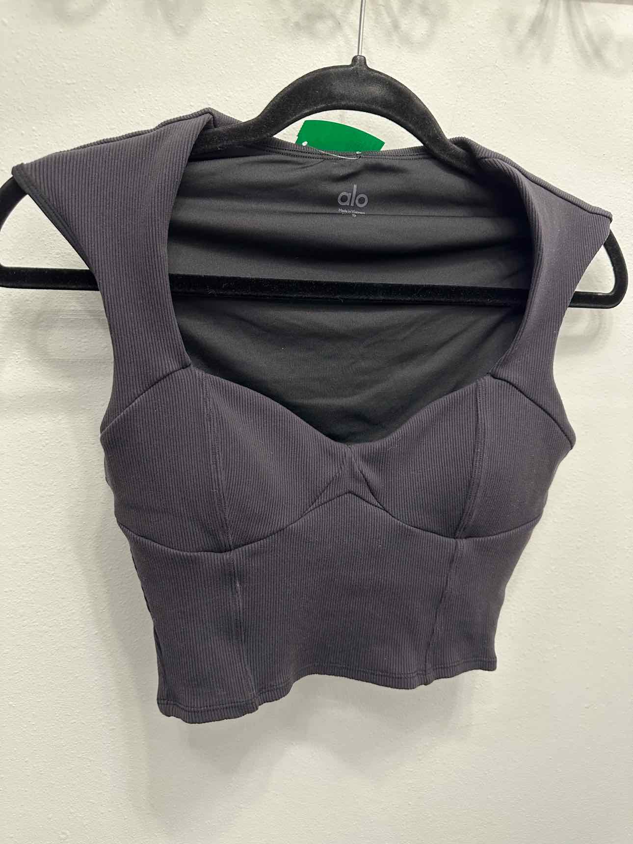 Alo Ribbed Bustier Crop Size Small Black Top