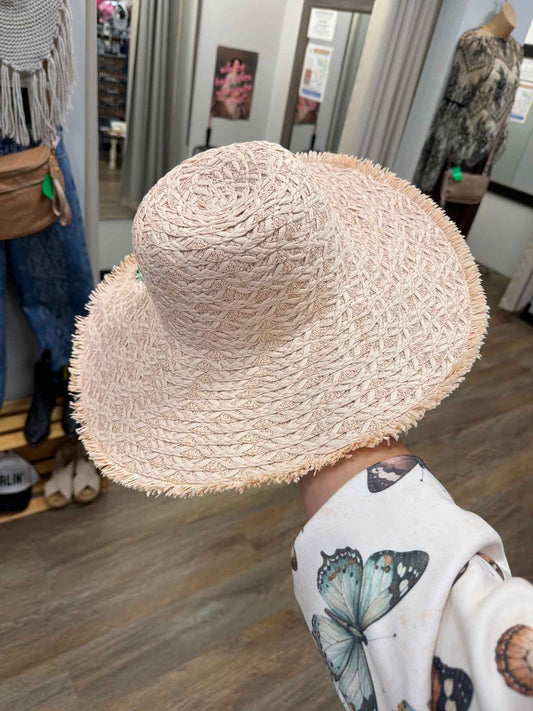 Straw Wide Brim Sun Hat Light Pink Hat NEW