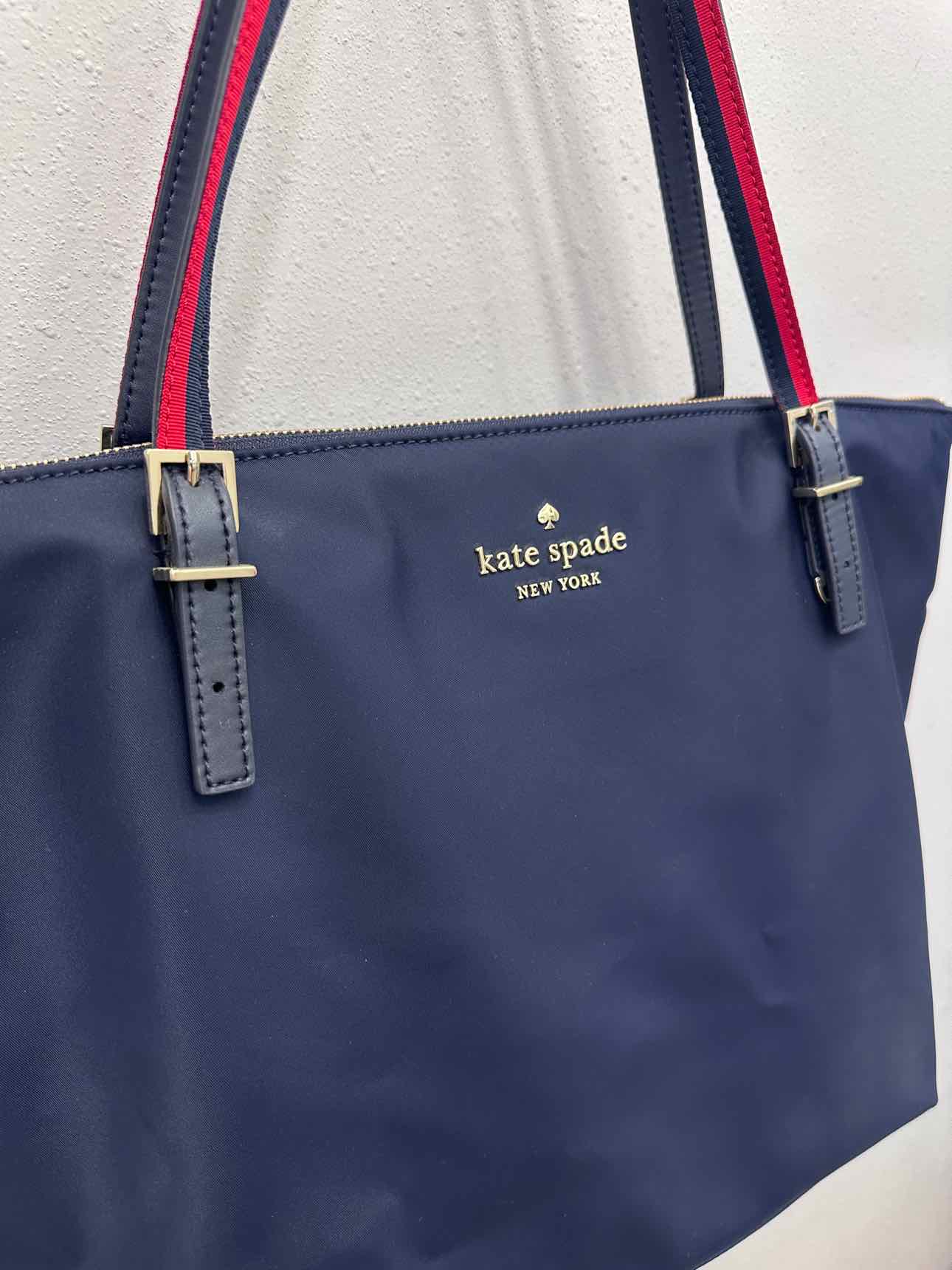 Kate Spade Watson Lane Varsity Stripe Maya Nylon Tote Navy Handbags