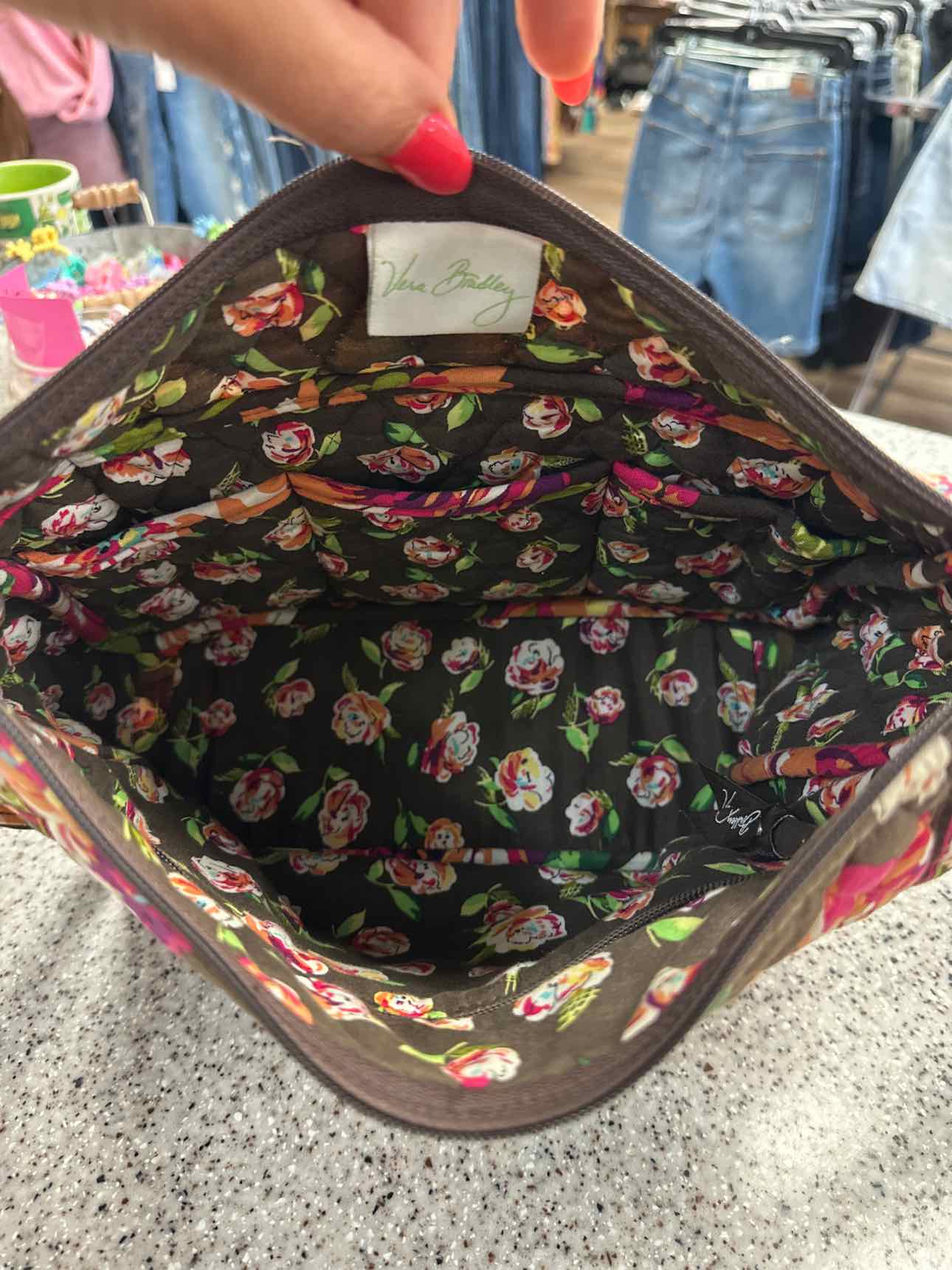 Vera Bradley English Rose On the Go Quilted Brown Floral Crossbody Handbags