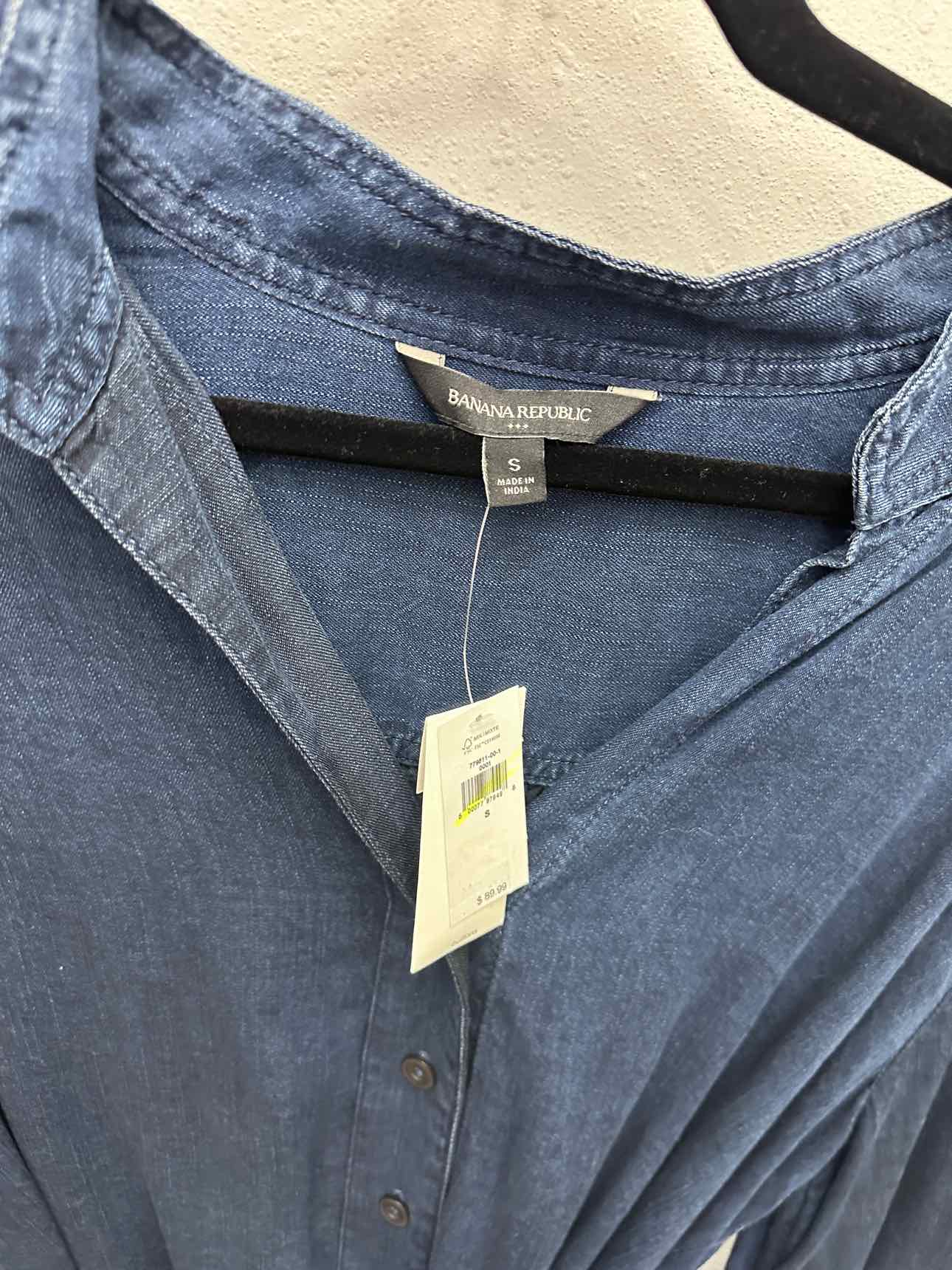 Banana Republic Size Small Blue Denim Long Sleeve Shirt Dress