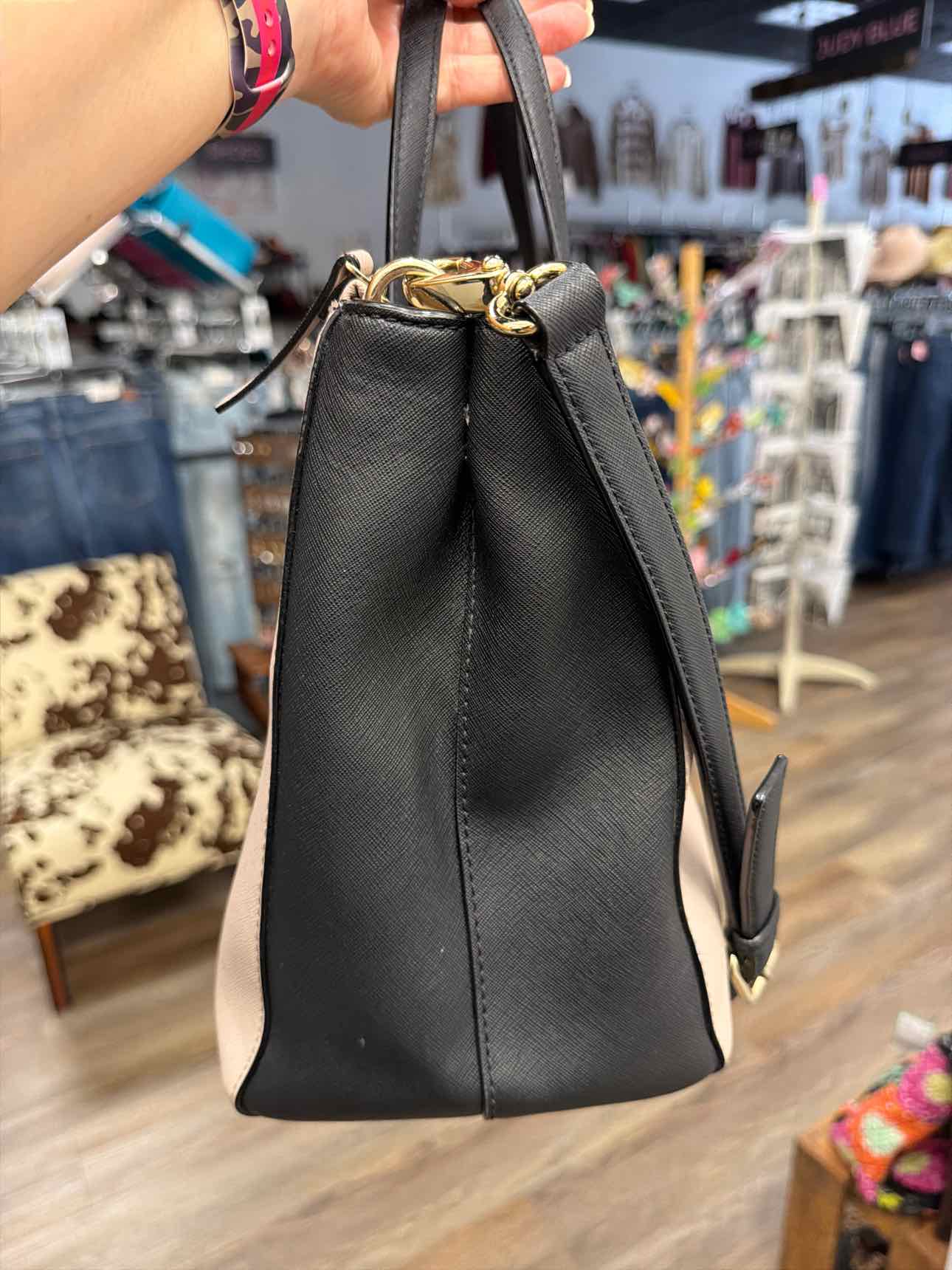 Kate Spade Leighann Laurel Way Leather 2-way Tan and Black Satchel Handbags