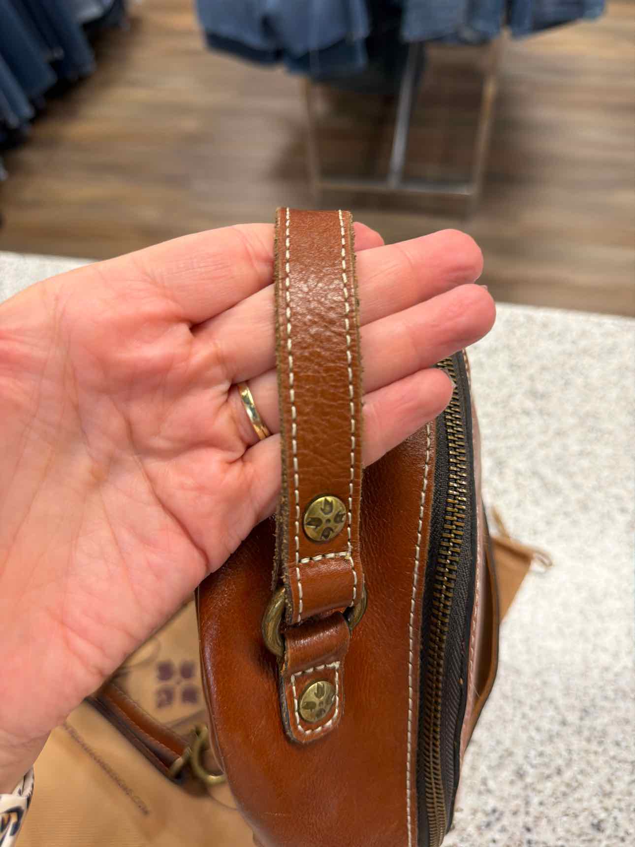 Patricia Nash Small Brown Cognac Leather Montioni Covertible Backpack