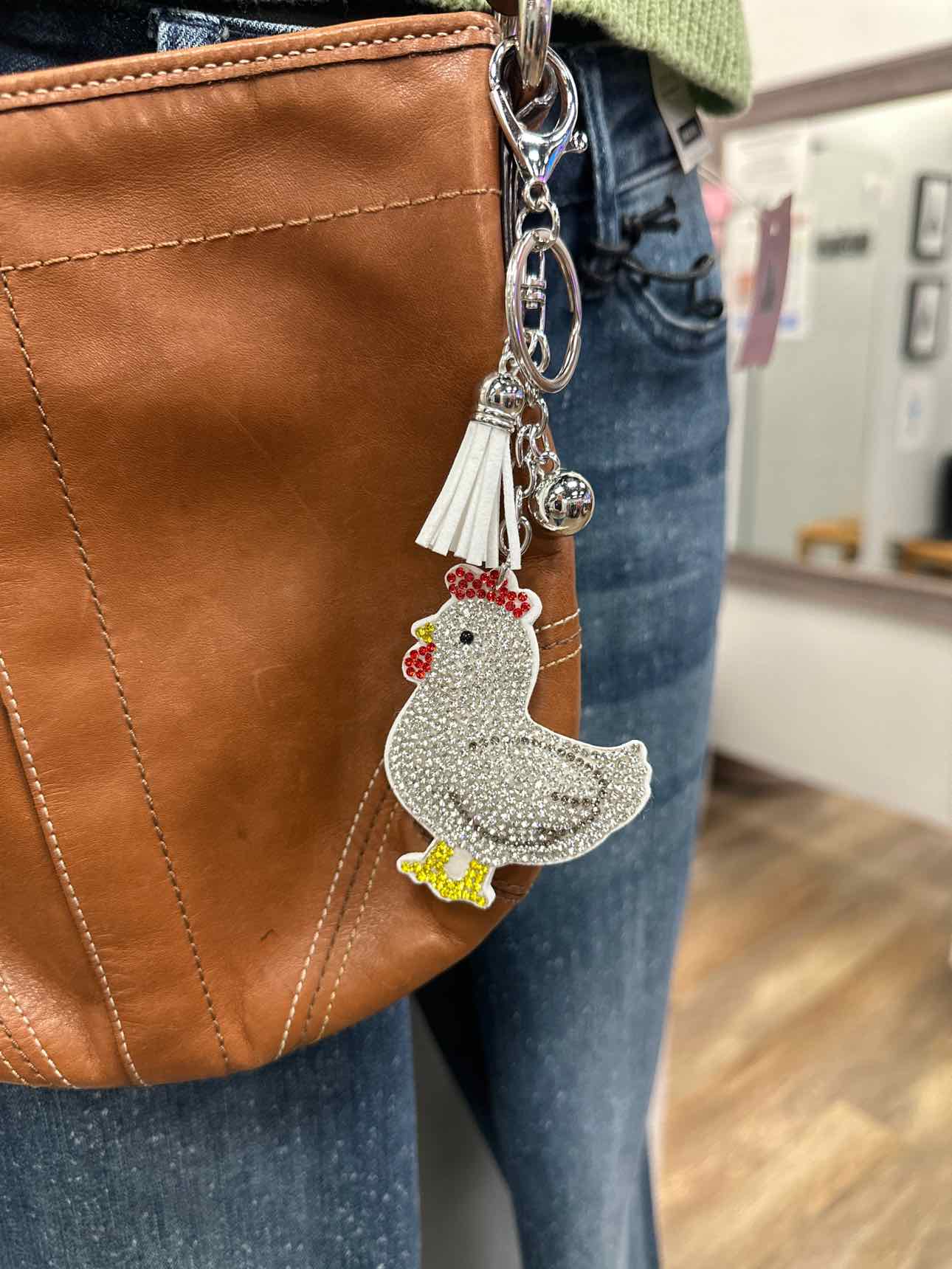 Rhinstone Bling 3D Bag Charm Key Chain