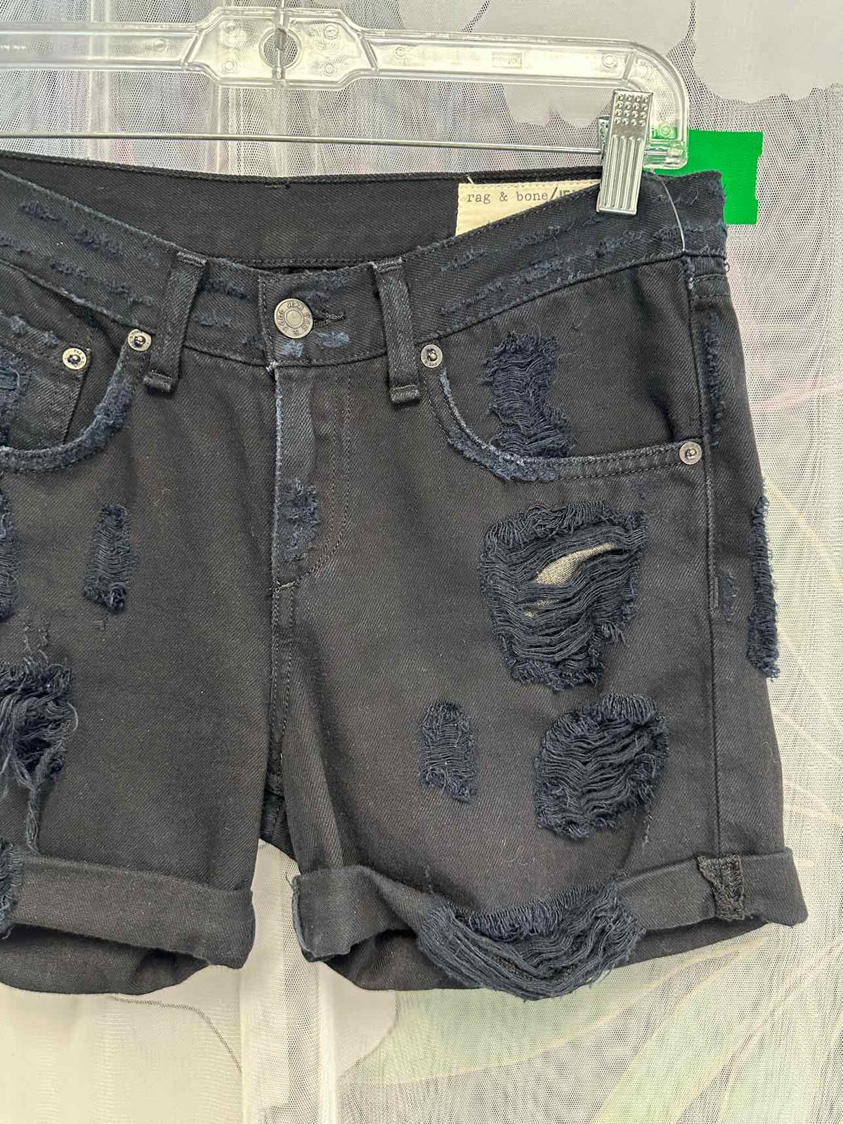 rag & bone Distressed Cuffed Stretch Size 24 Black Shorts
