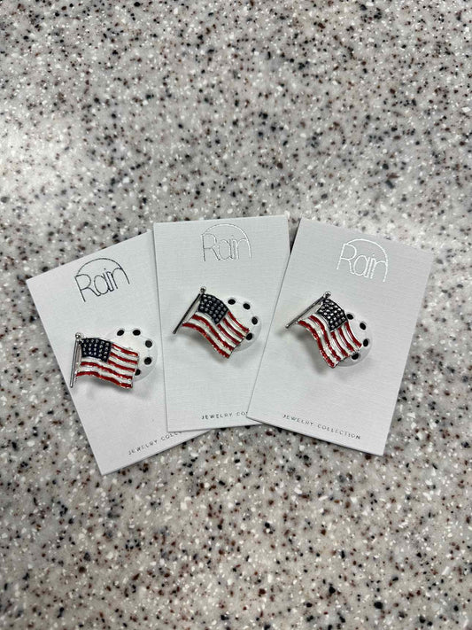Red White and Blue American Flag Stars and Stripes Patriotic USA Pin Brooch