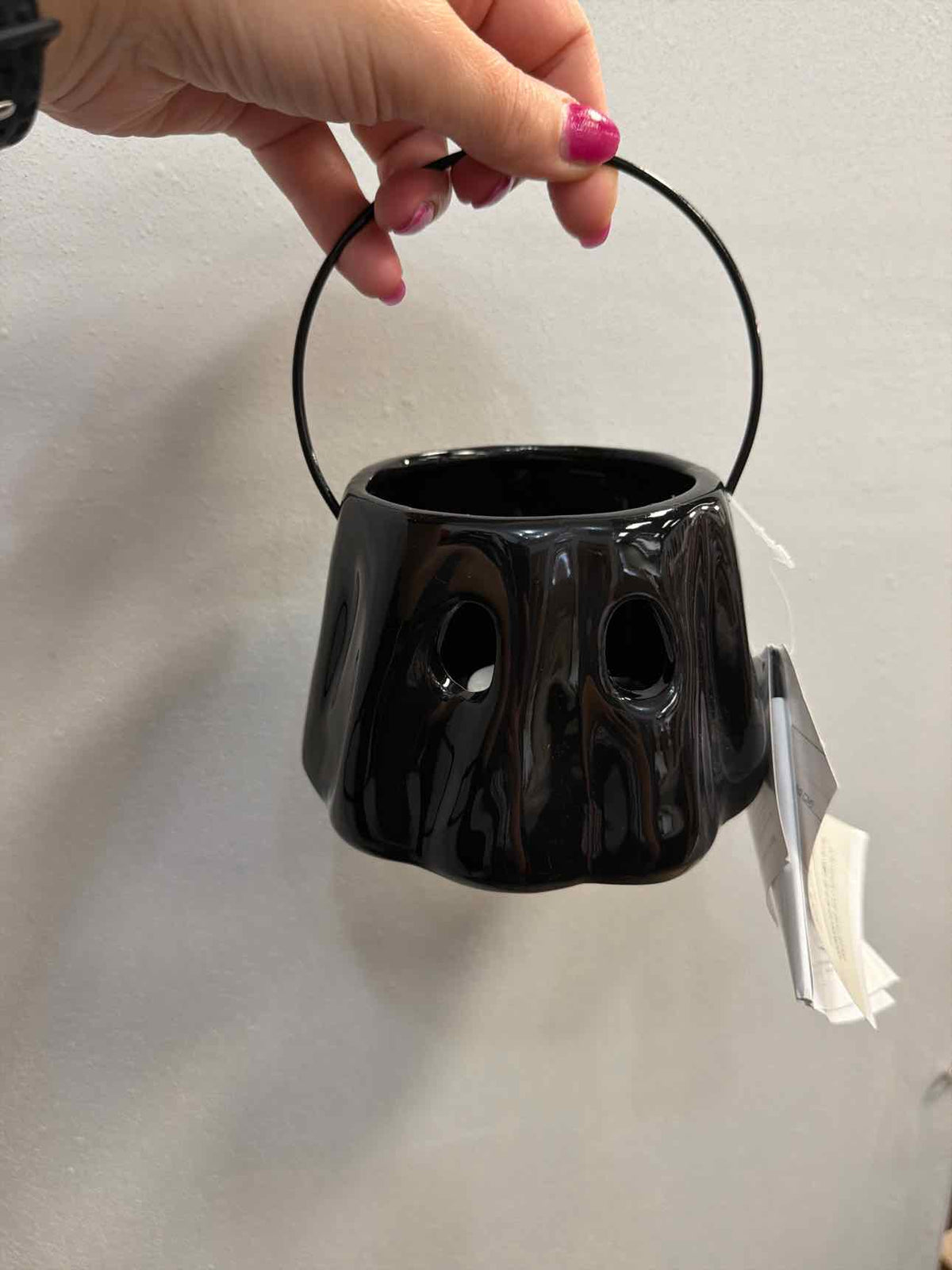 NEW Black Ceramic LED Light Ghost Lantern Decor Household