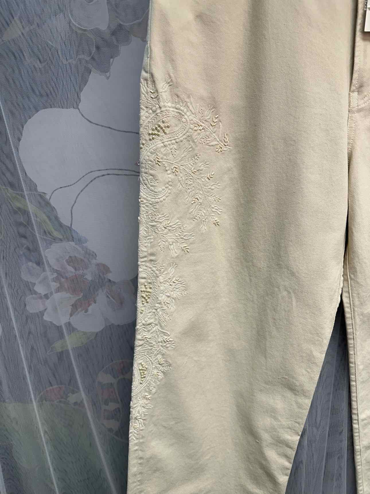 Lauren Ralph Lauren NEW NWT High Rise Relaxed 14 Beige RLL Embroidered Pants
