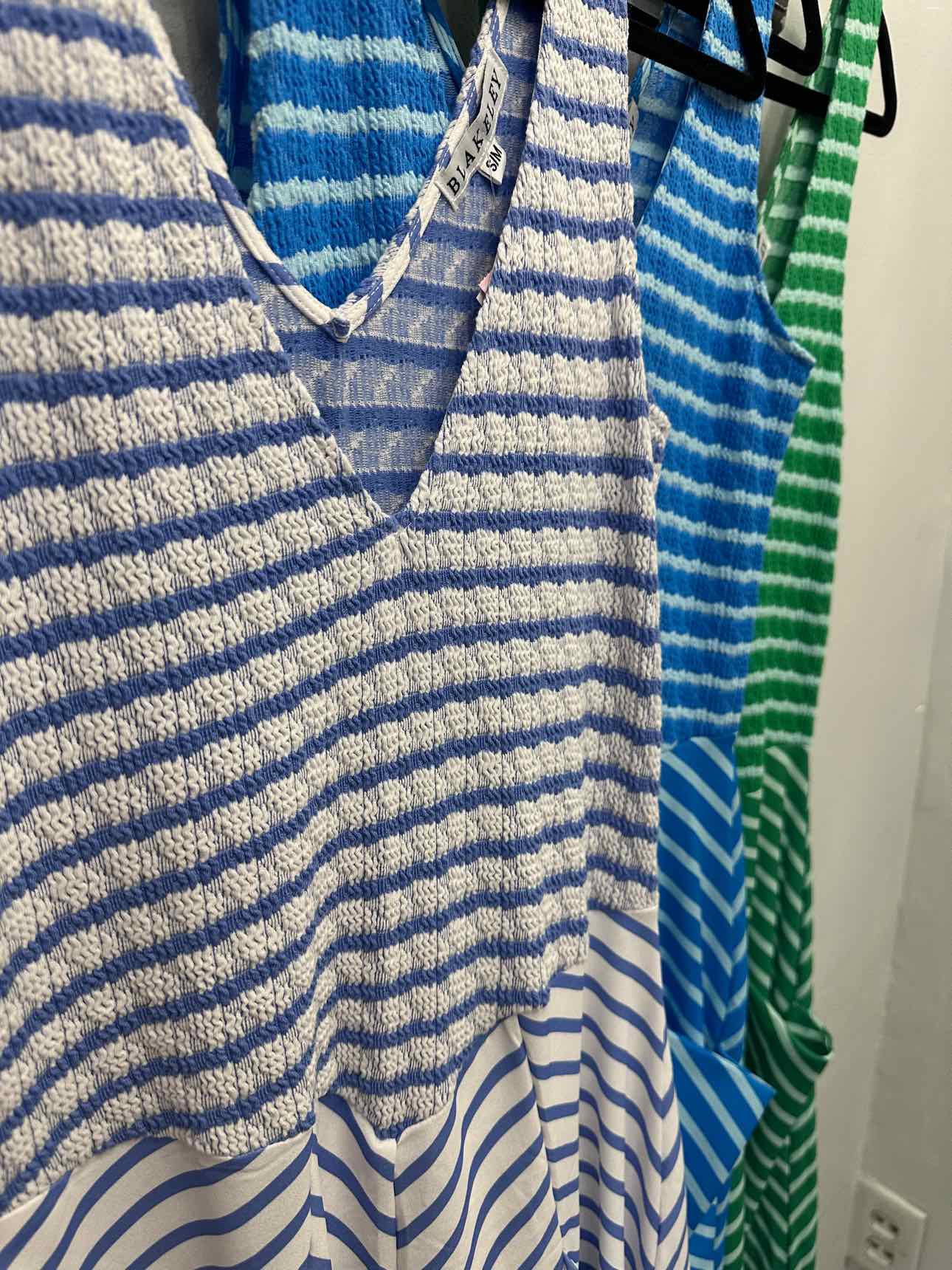 Blakeley Luciana Stripe Maxi Sleeveless Dress with Pockets