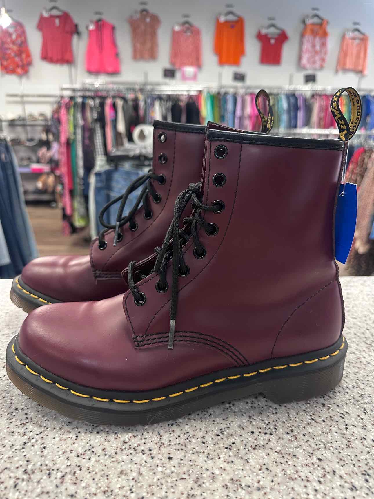 Dr. Martens Size 8 1460 Cherry Red Leather Lace Up 8-Eye Boots