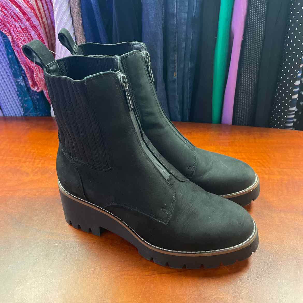 Blondo Waterproof Ladies Platform Black Leather Boots Size 7