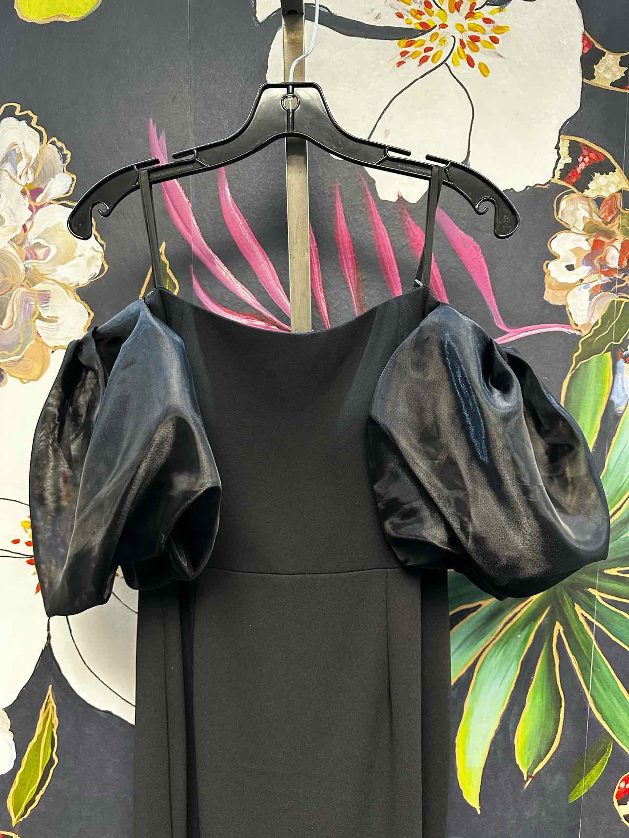 Eliza J Size 12 Black Formal Bodycon Gown Dress with Puffy Off Shoulder Sleeves