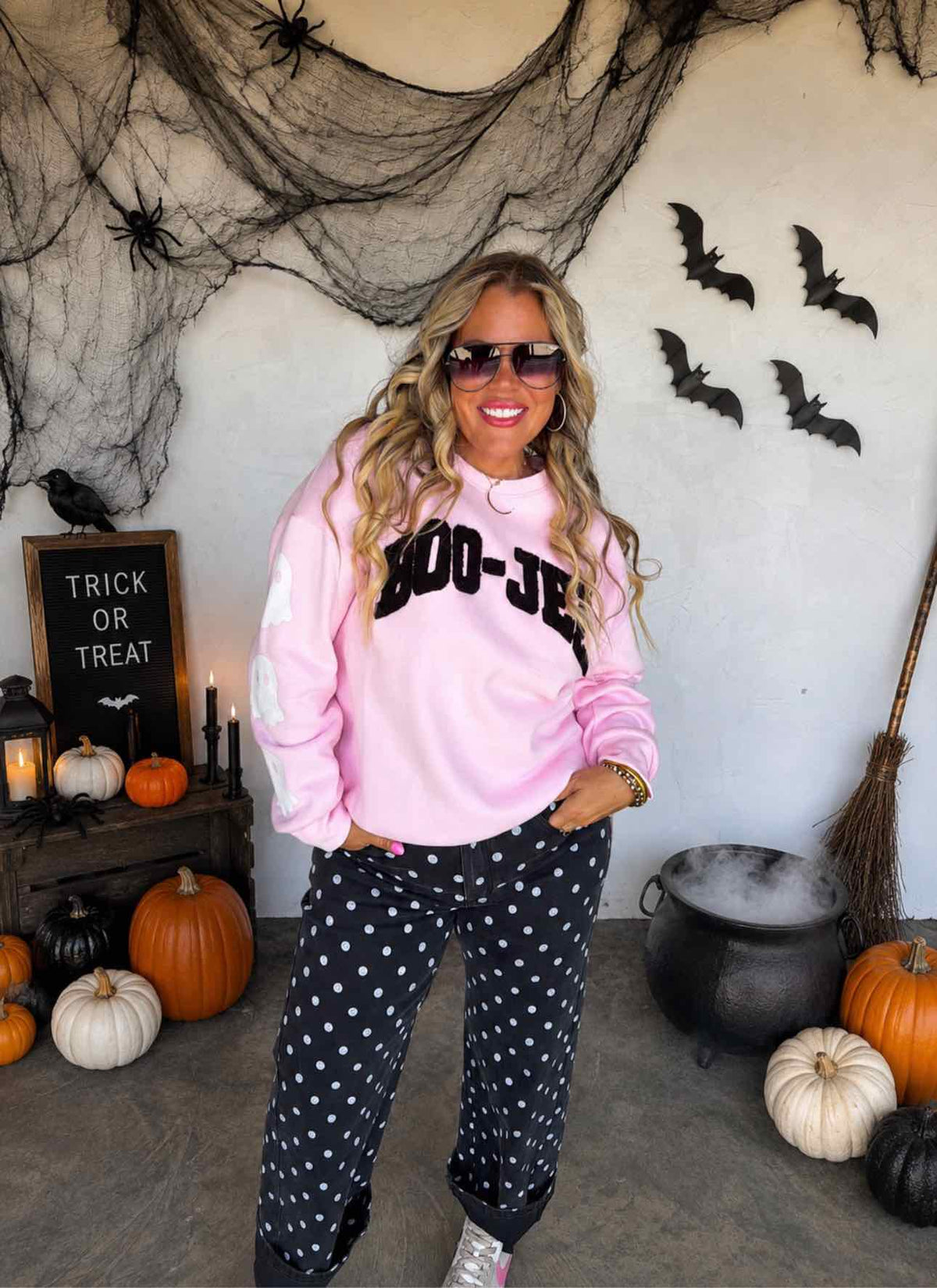 Boo-Jee Sherpa Letter Pullover Sweatshirt