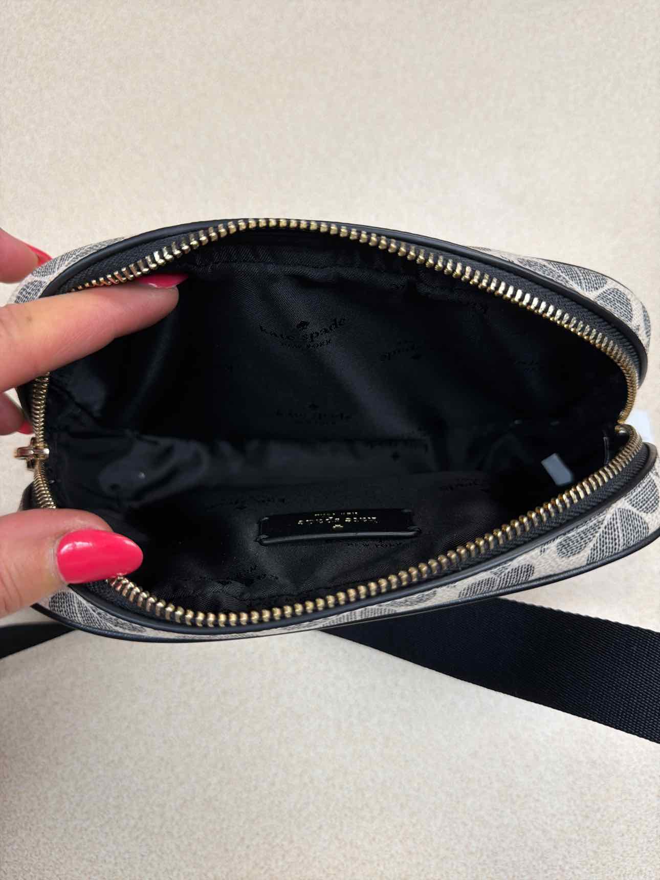 Kate Spade NEW Signature Spade Flower PVC Canvas Belt Bag White Black Handbags