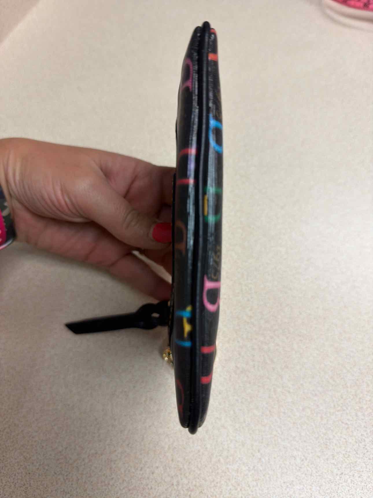 Dooney and Bourke Retro 1975 Multicolor DB Mini Wristlet Coin Black Wallet