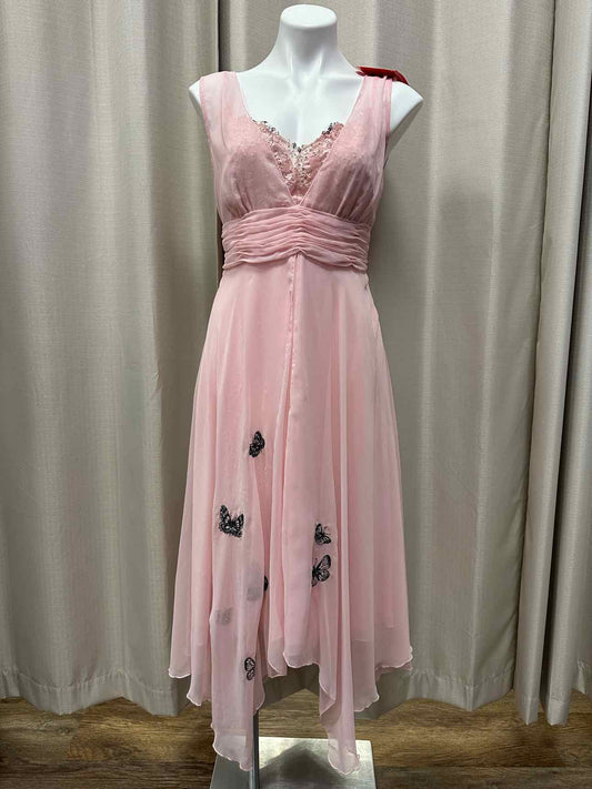 Together NEW NWT Vintage Butterfly Embroidered Flowy Fit & Flare 14 Pink Dress