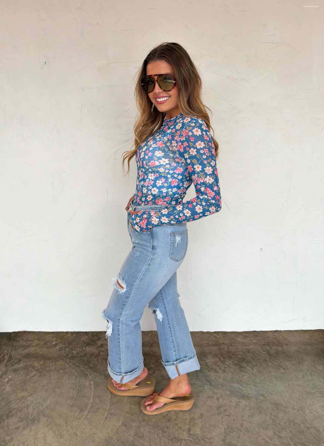 Spring Dress It Up Mesh Long Sleeve Top