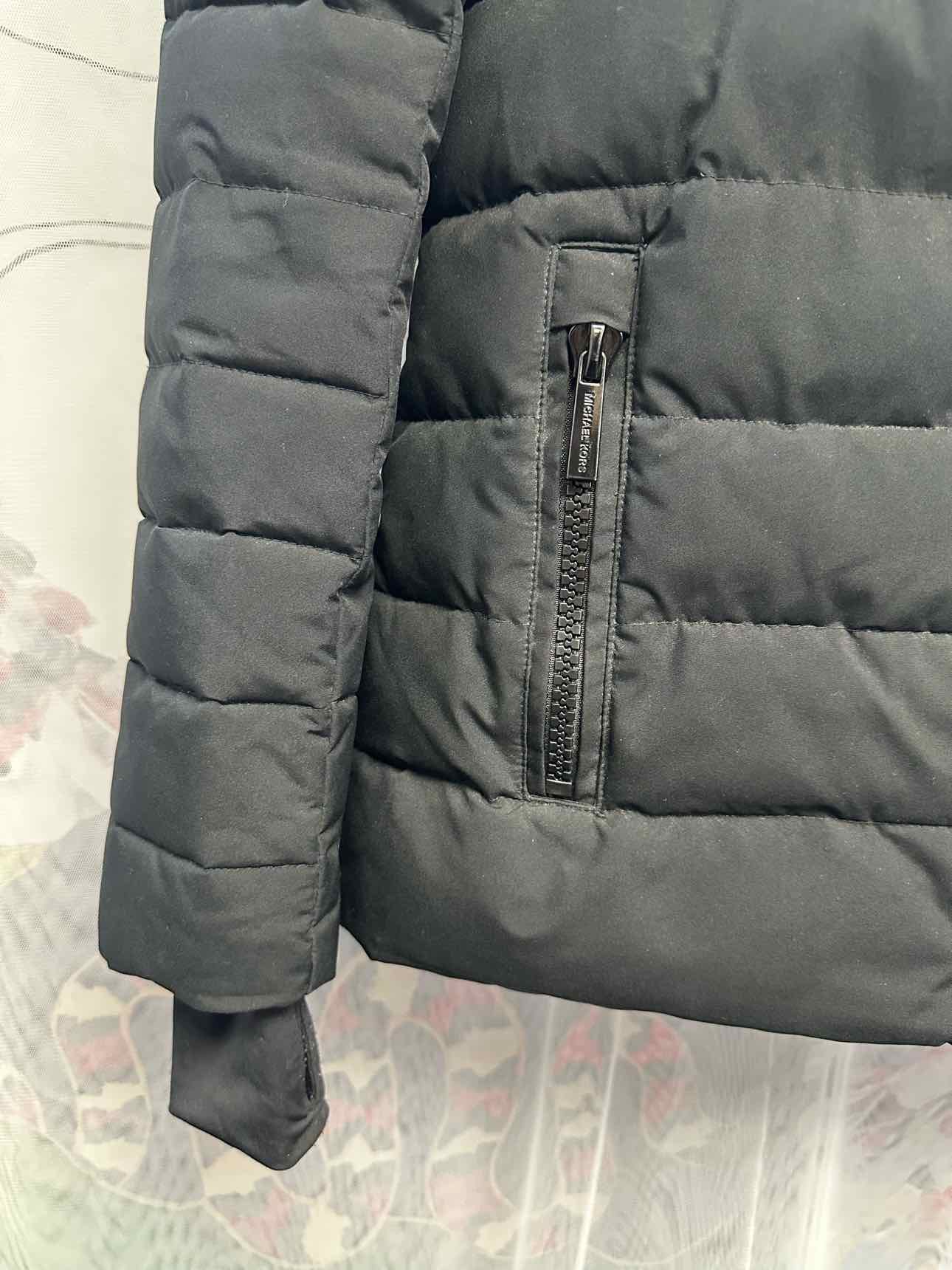 Michael Michael Kors Sherpa Lined Hood Zip Up Small Black Quilted Puffer Coat