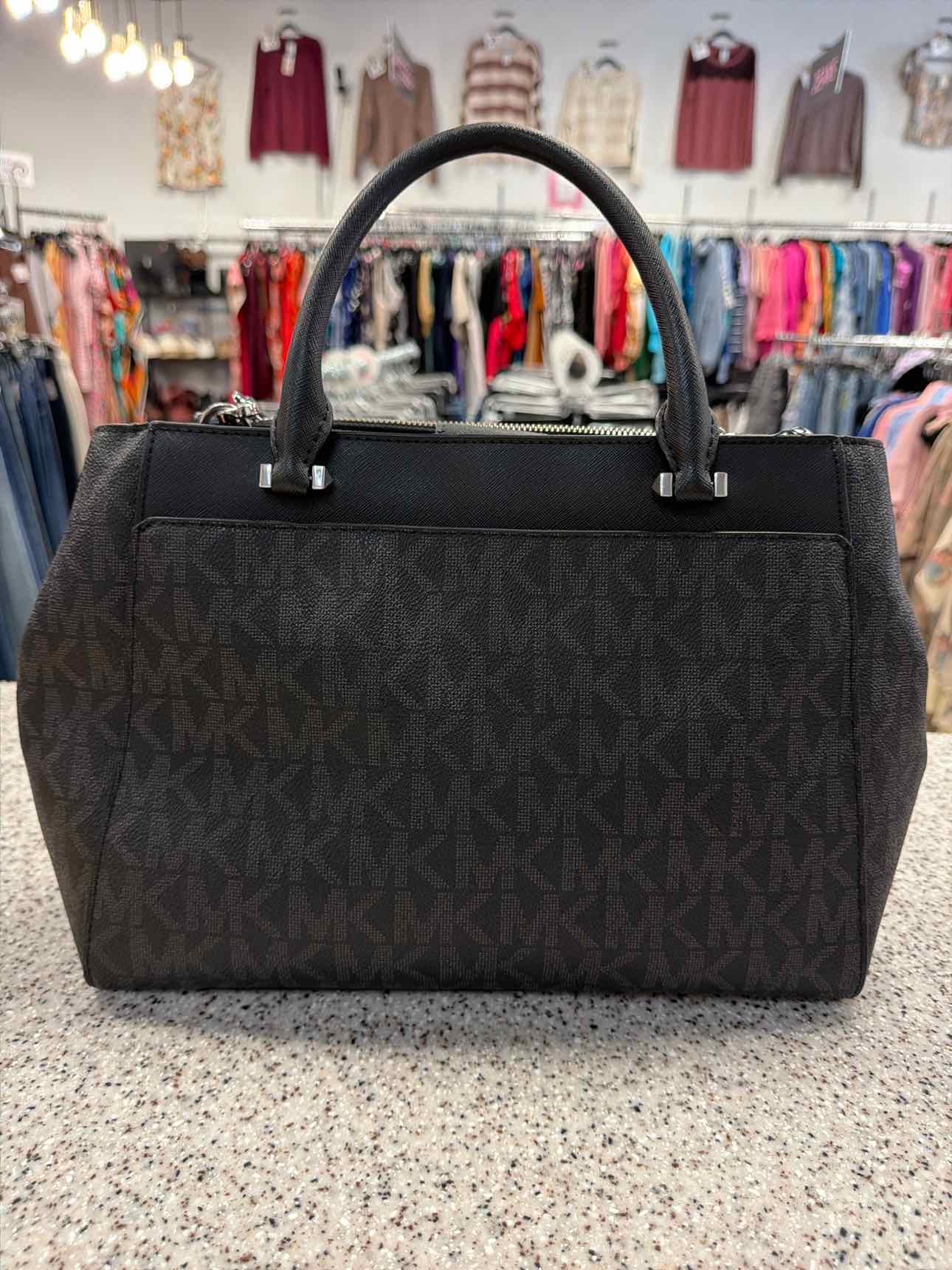 MICHAEL KORS Signature Logo Satchel Black Handbags