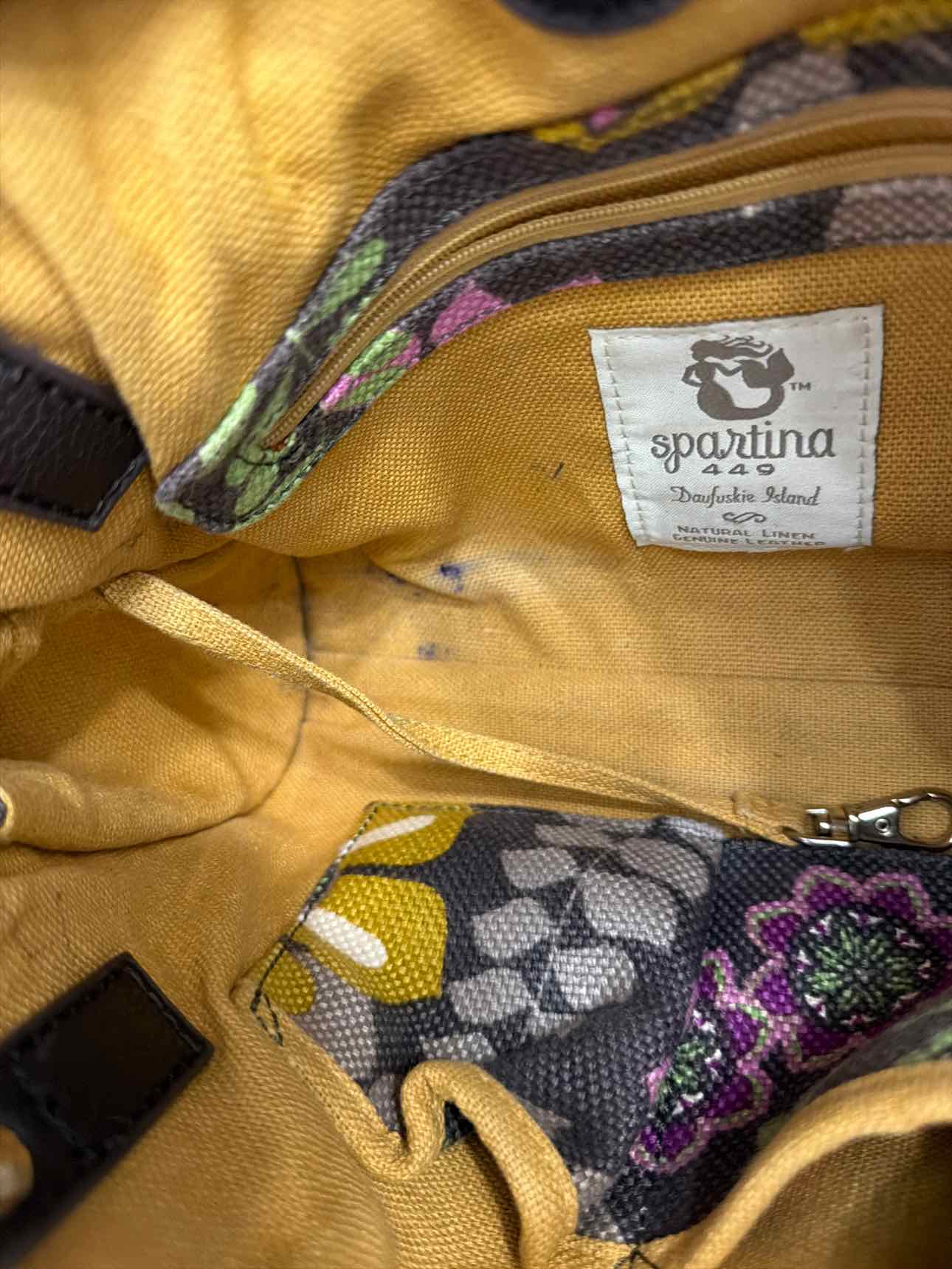 Spartina 449 Brown Purple Floral Hobo Canvas Shoulder Bag Handbags