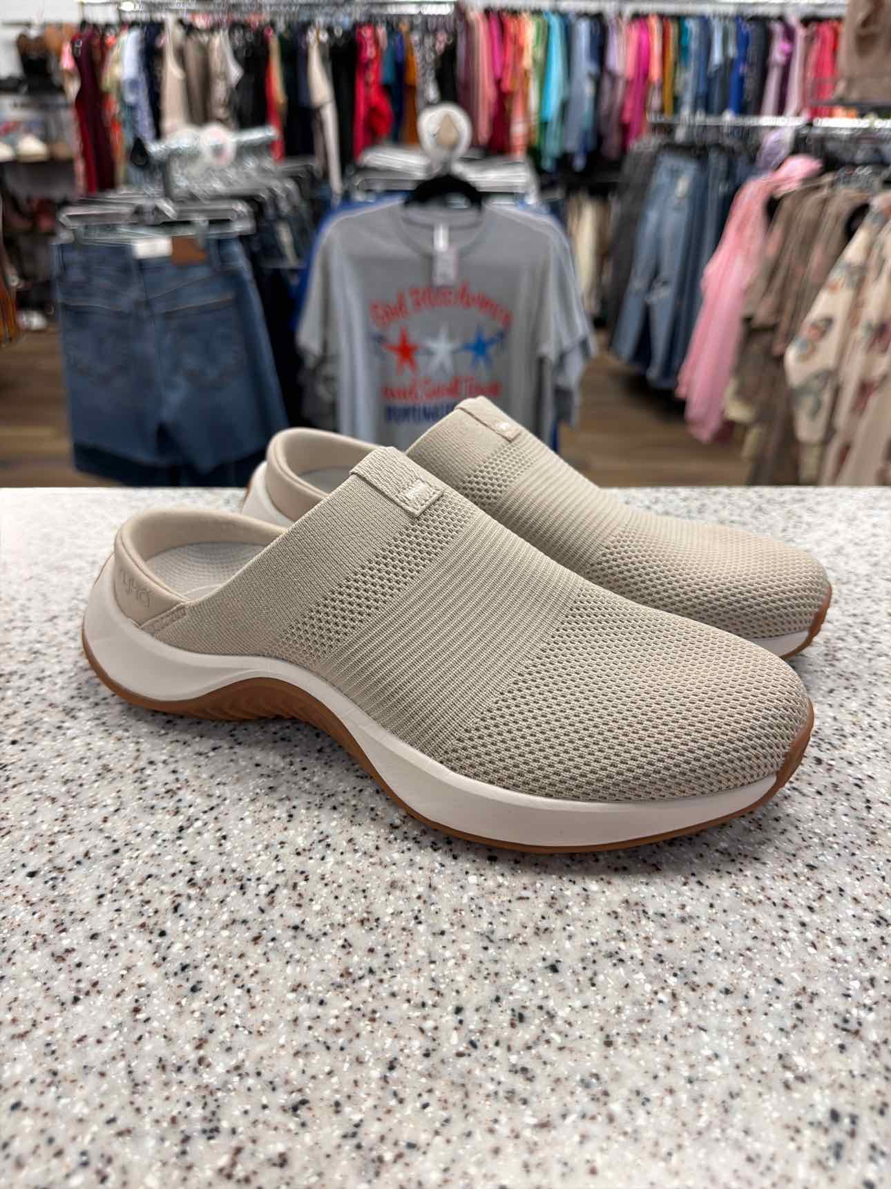 Ryka Size 7 NEW Women's Encore Knit Slip On Mules Sneaker Tan Shoes