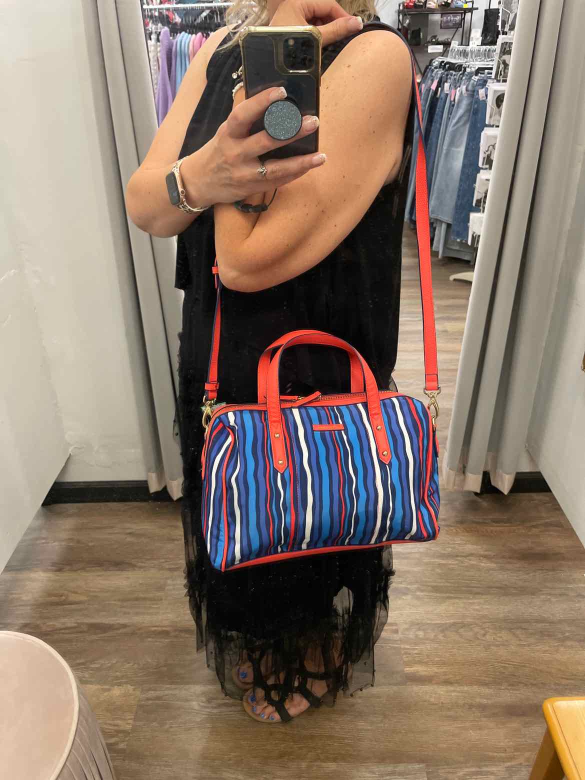 Vera Bradley Preppy Poly Marlo Satchel in Cobalt Stripe Handbags