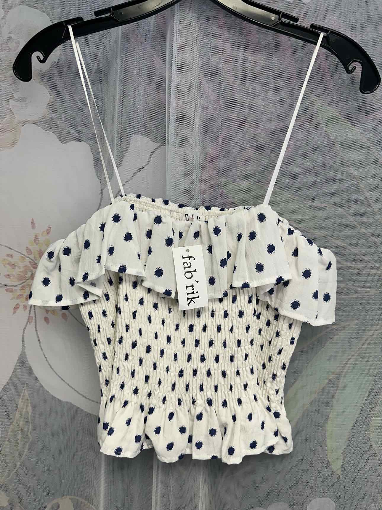 Tcec NEW NWT Dot Print Ruffle Sleeveless Size Large White Tube Top