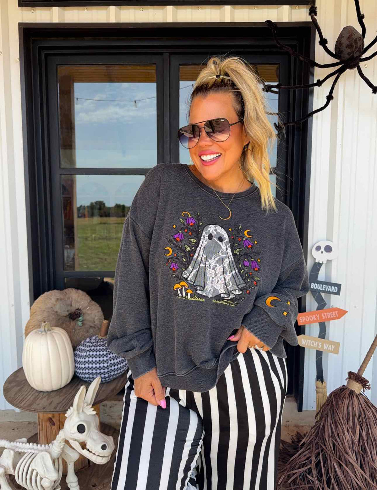 Ghost in Bloom Pullover Sweatshirt